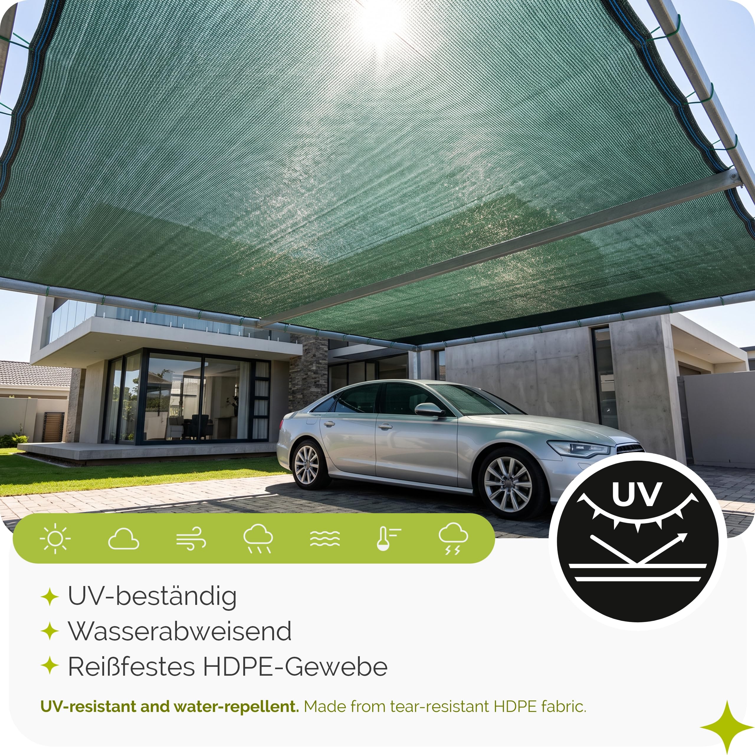 Garronda Rete Ombreggiante Nero/Verde 1,5x50 m 135 g/m²