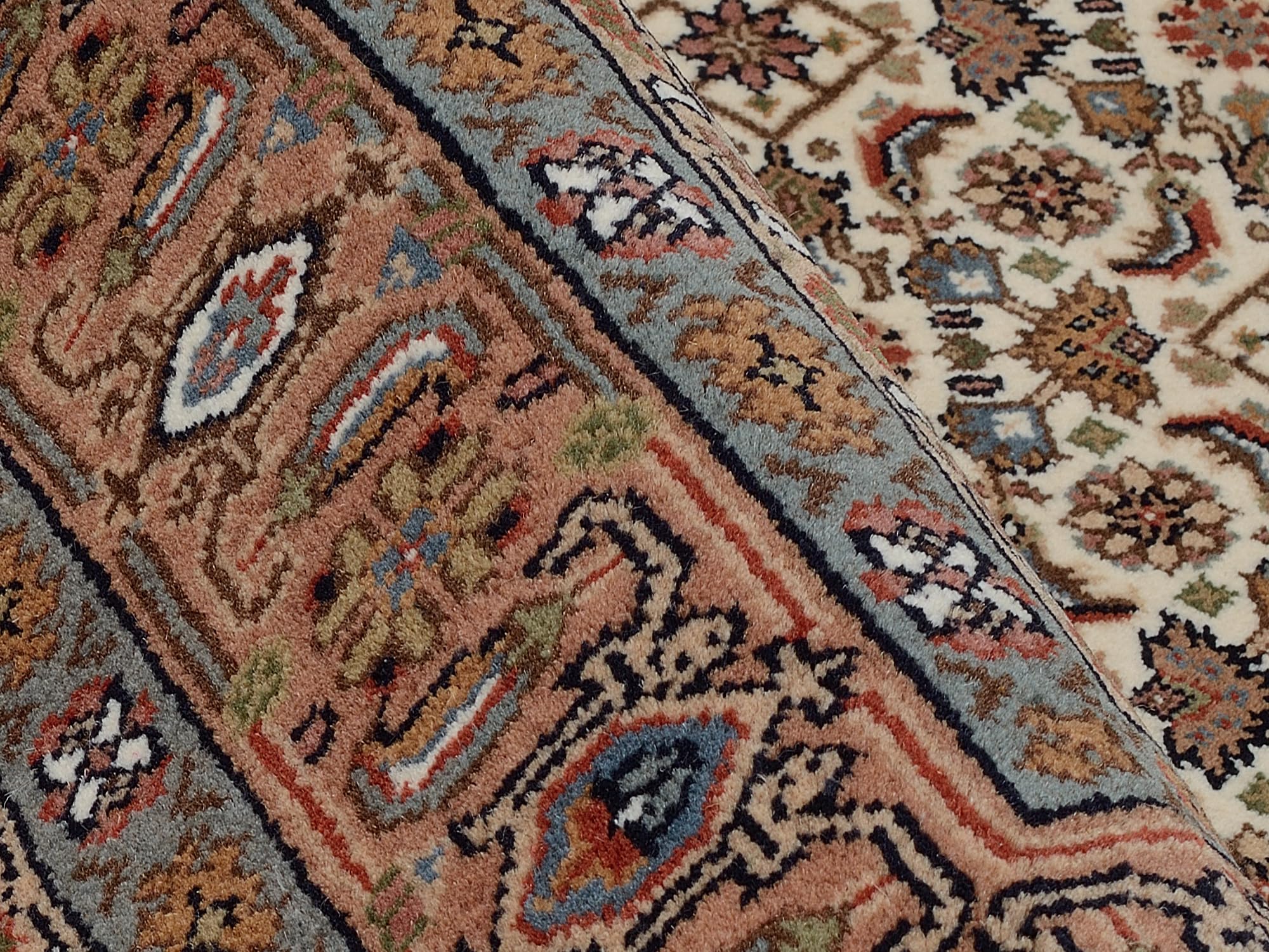 BADOHI HERATI handgeknüpfter Orientteppich Naturfaser Kurzflor hochwertige Qualität in Creme Braun Beige Größe: 60x90 cm Diele, Esszimmer, Flur, Kinde