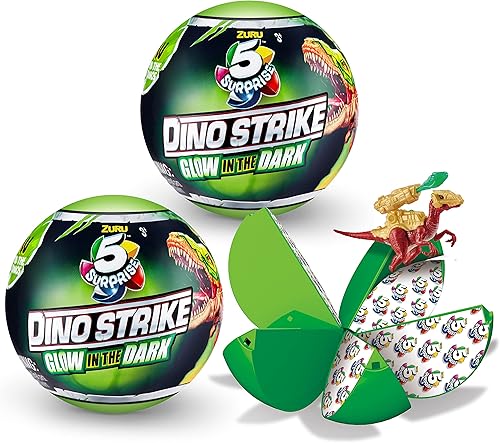 5 Surprise Dino Strike Surprise Mystery Battling - Dinos coleccionables de ZURU paquete de 2 que brillan en la oscuridad