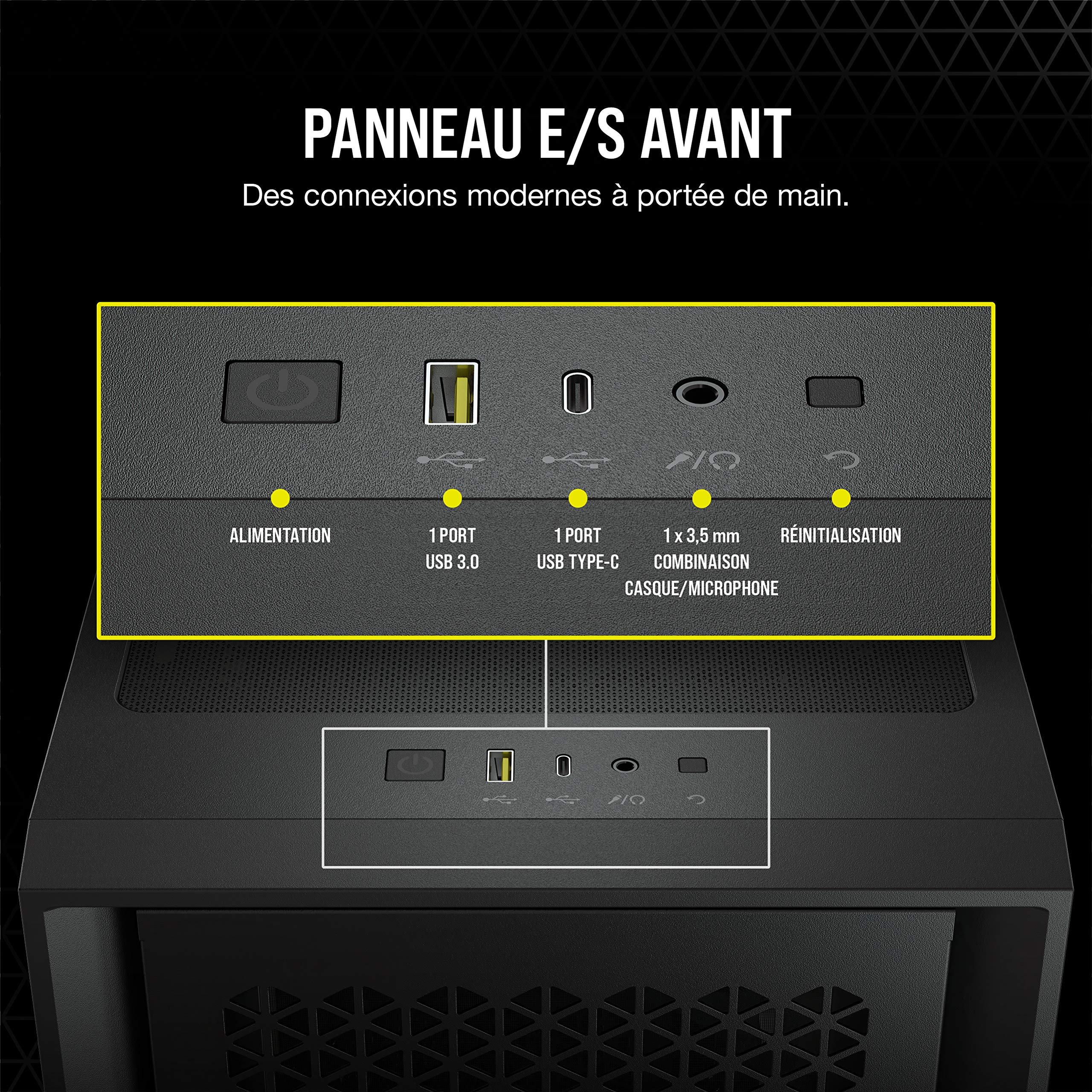 CORSAIR 4000D AIRFLOW Boîtier ATX Mid-Tower en Verre Trempé – Débit d'Air Élevé – Système de Destion des Câbles – Intérieur Spacieux – Deux Ventilateurs de 120 mm Inclus – Noir