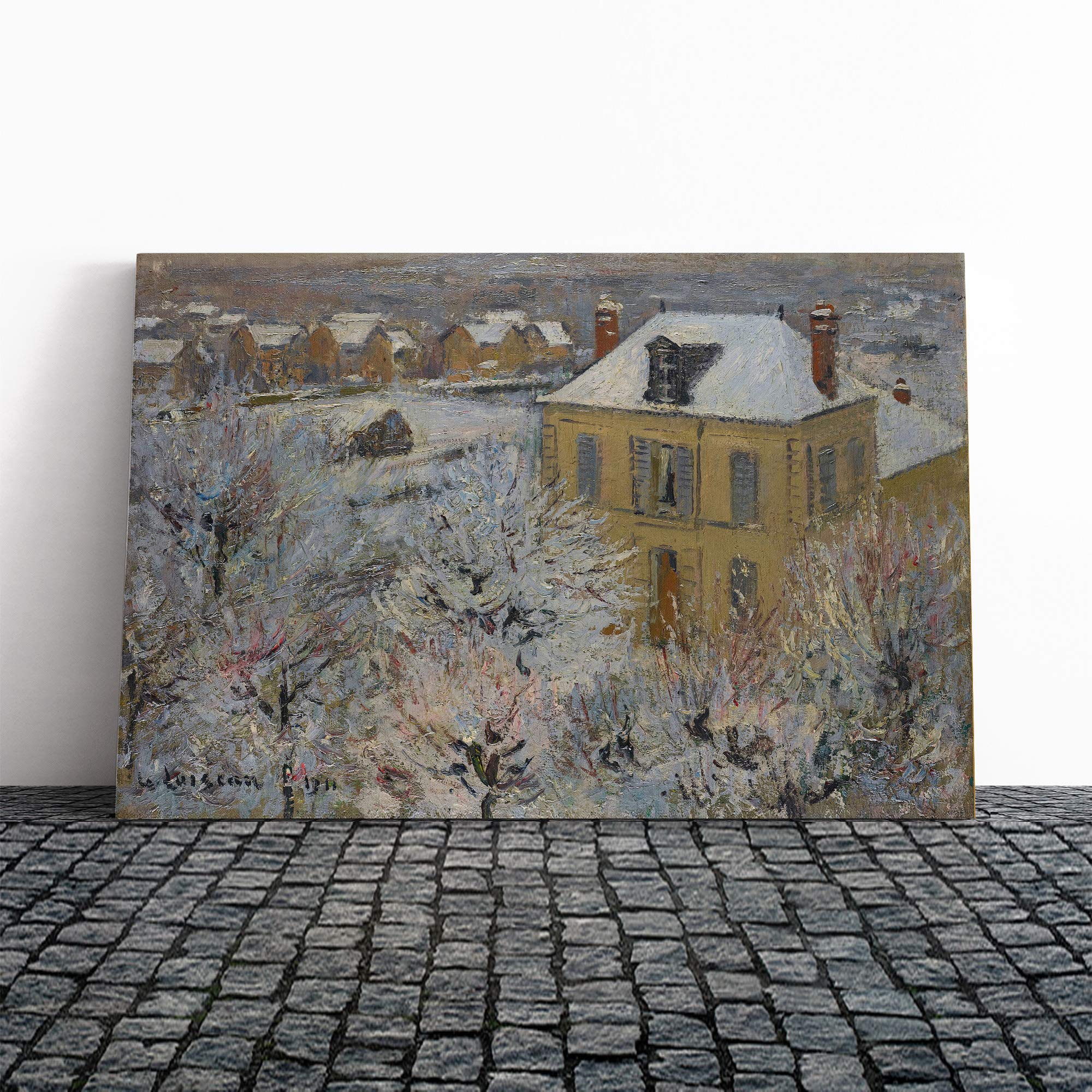 Gustave Loiseau Snowy Landscape Canvas Print | Gallery Wrapped 30mm Frame Wall Art | 30x20 inches | Ready to Hang | Modern Landscape Picture | Living Room Bedroom Lounge Office