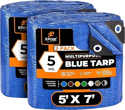 Miniatura 99 de Xpose Safety - Lona de polietileno ligera azul – Funda protectora multiusos, paño de goteo – duradero, impermeable, resistente a la intemperie