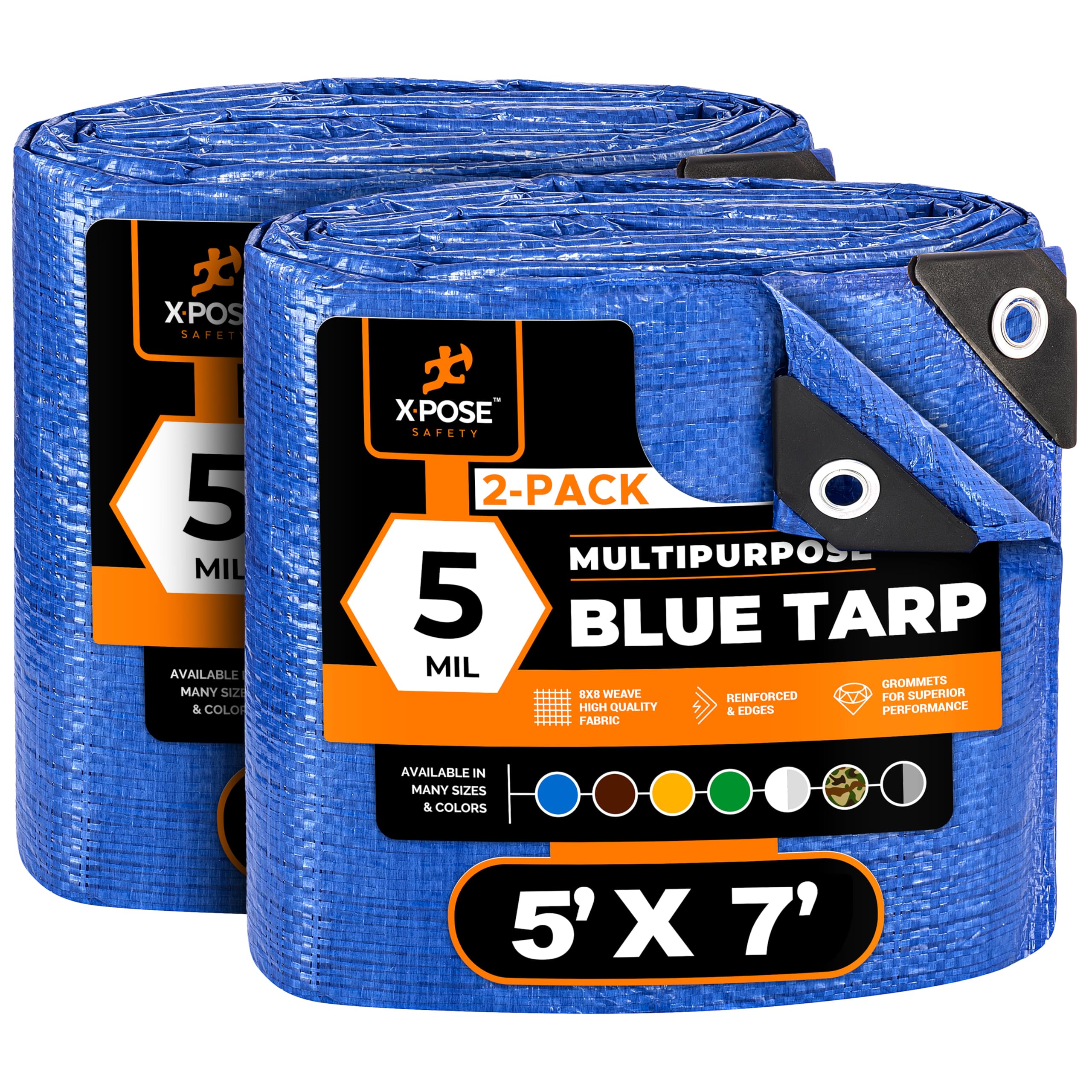 Better Blue Poly Tarp 5' x 7' (2-Pack) - Multipurpose Protective