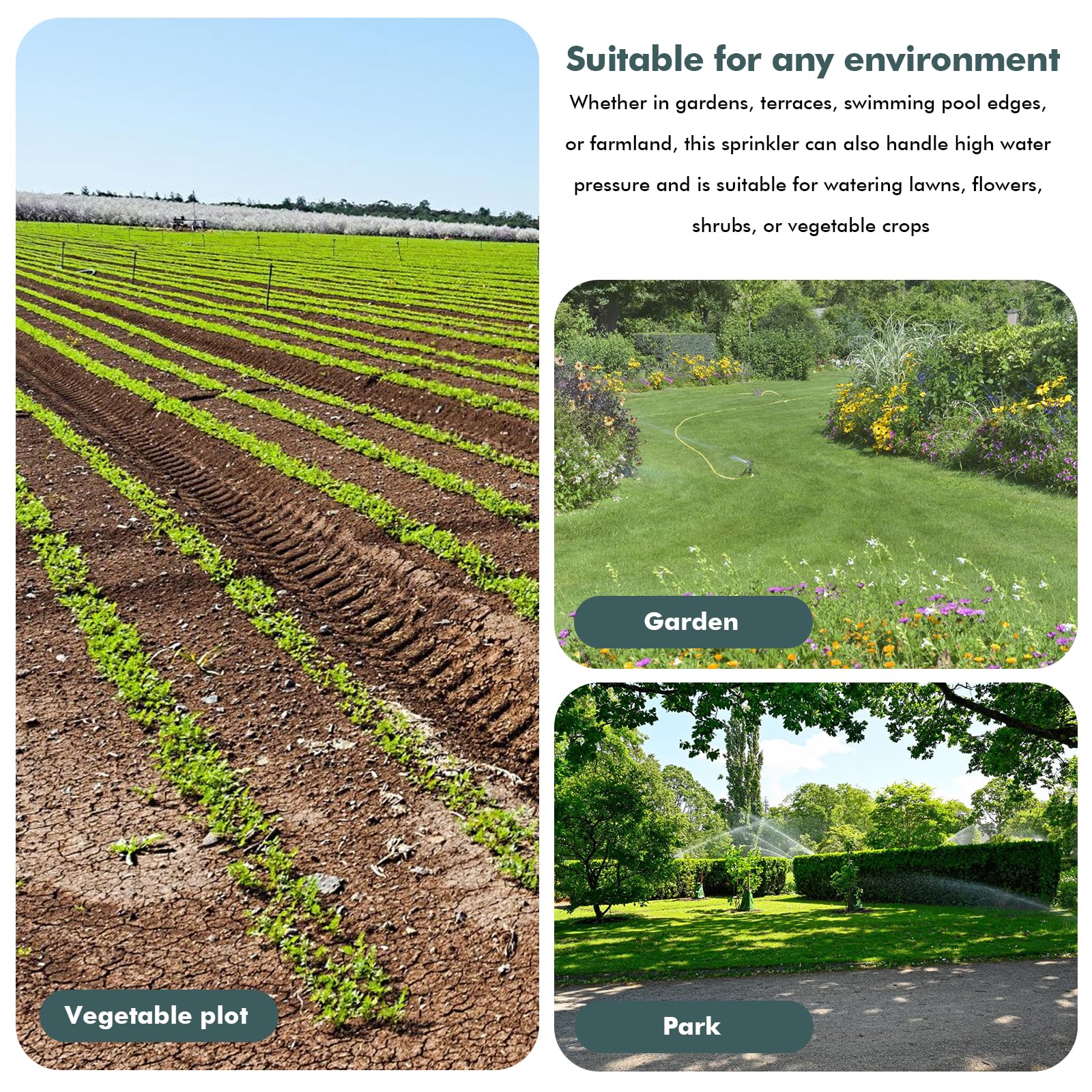 Arroseur de pelouse métal 360° automatique système irrigation robuste jardin serre
