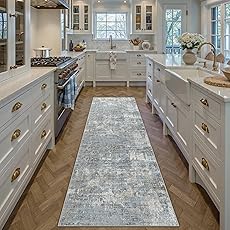 Machine Washable Runner Rug 2x8 Beige Gray Neutral Hallway Indoor Accent Modern Abstract Kitchen Low Pile Carpet Non Slip Distressed Throw Area Rug Living Room Bedroom Office Dining Room