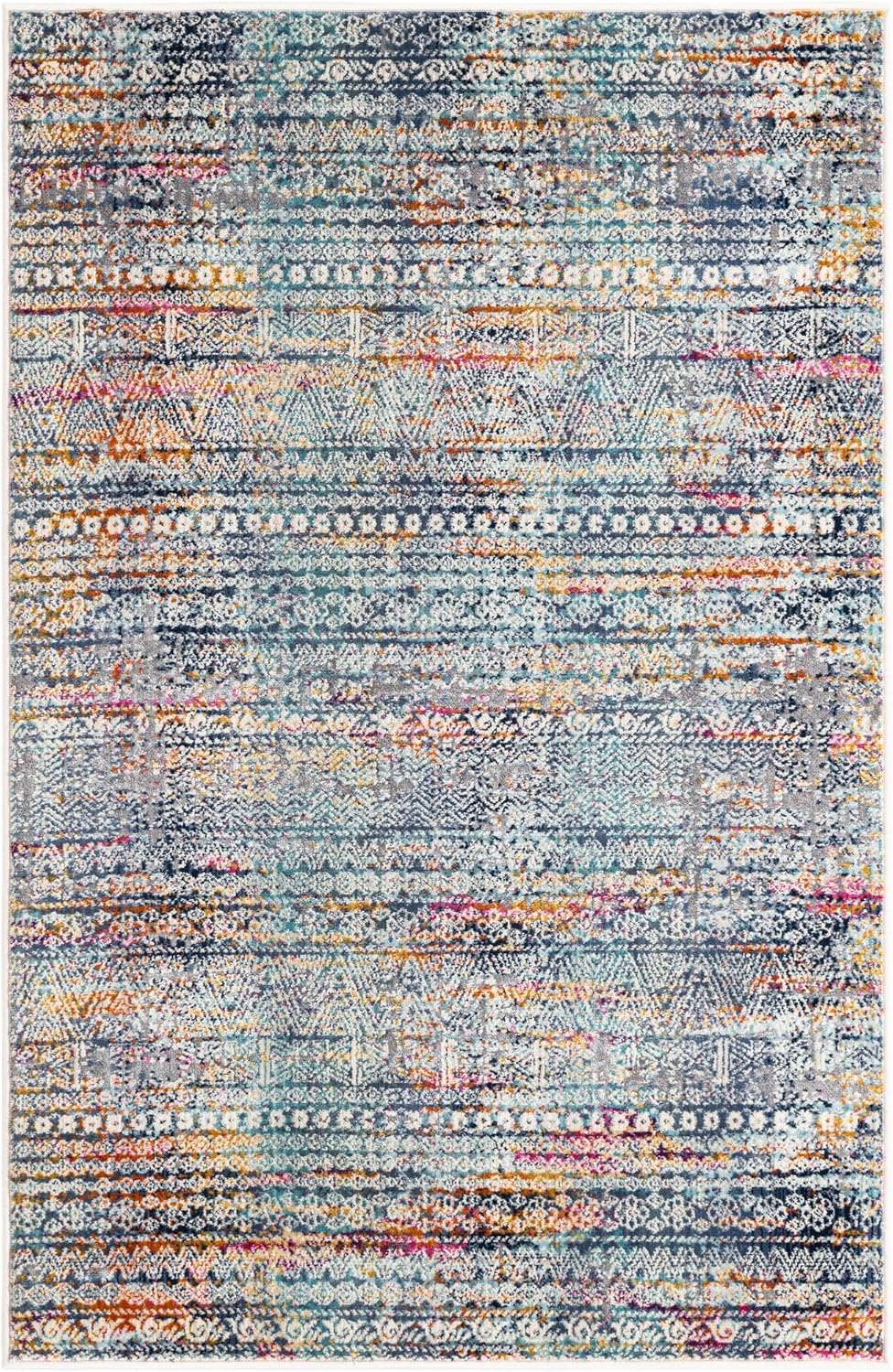 Rugs.com Malibu Collection Rug – 3x5 Multi Low-Pile Rug Perfect for Entryways, Kitchens, Breakfast Nooks, Accent Pieces