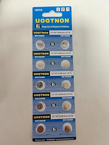 Batería de reloj 397 SR726SW de 1.5 V con pila de botón (paquete de 10)
