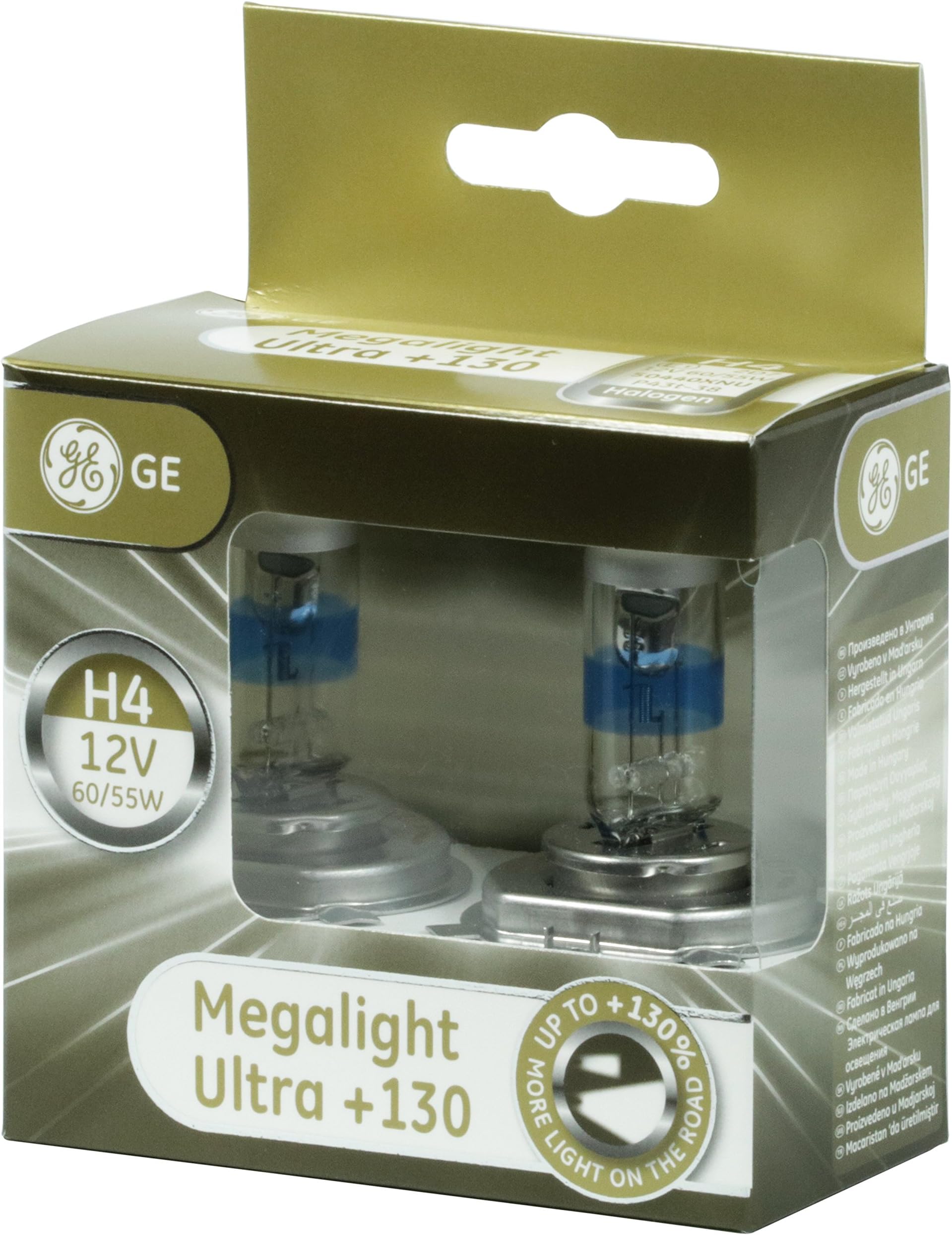 Megalight Ultra + 130%, H4, 12 V, 60/55 W, P43T, 2 pieces. GE 50440XNU.