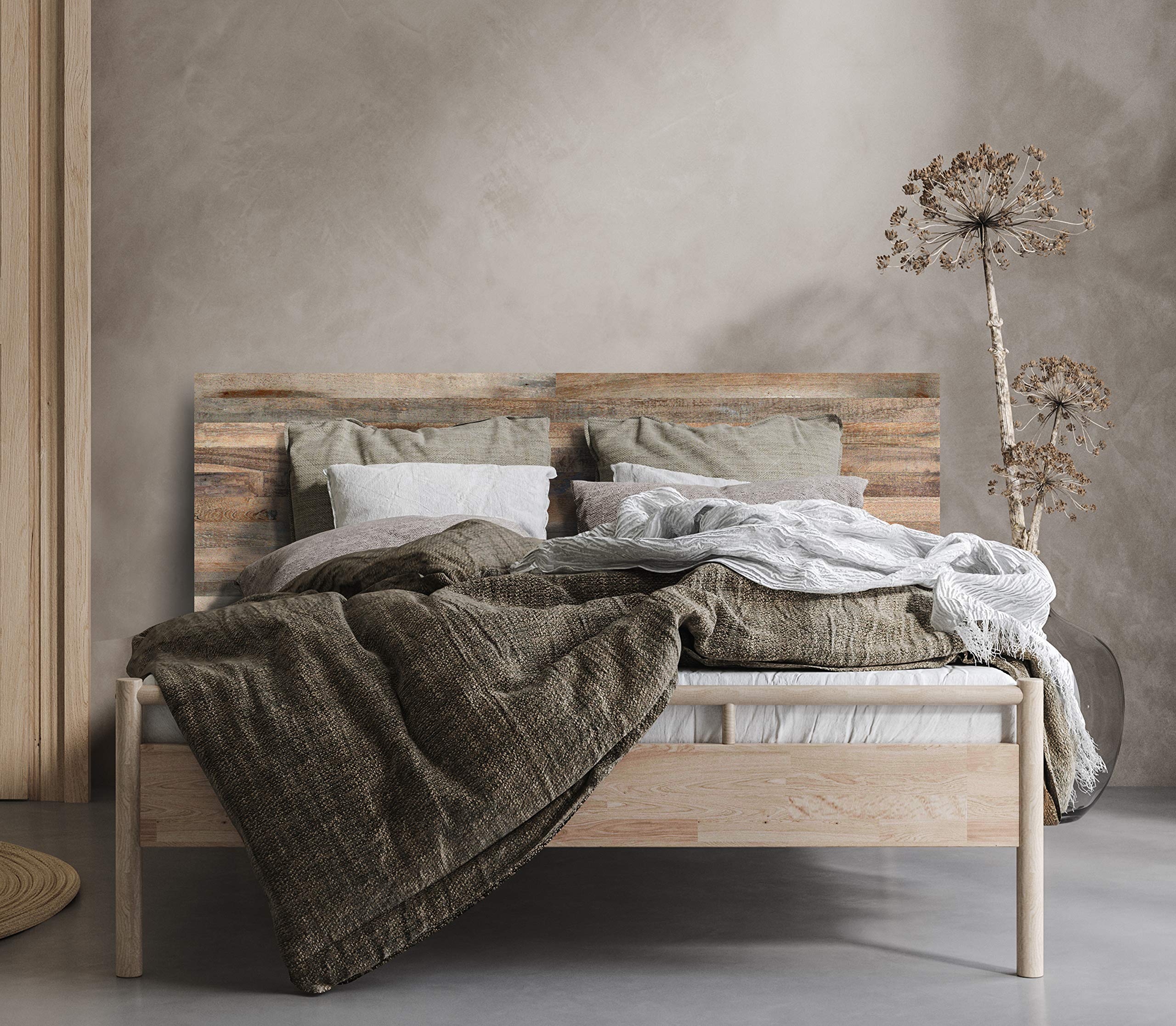 MEGADECOR DECORATE YOUR HOME Cabecero Cama PVC 5mm Decorativo Económico. Modelo - Allanton (100x60cm, Marrón)