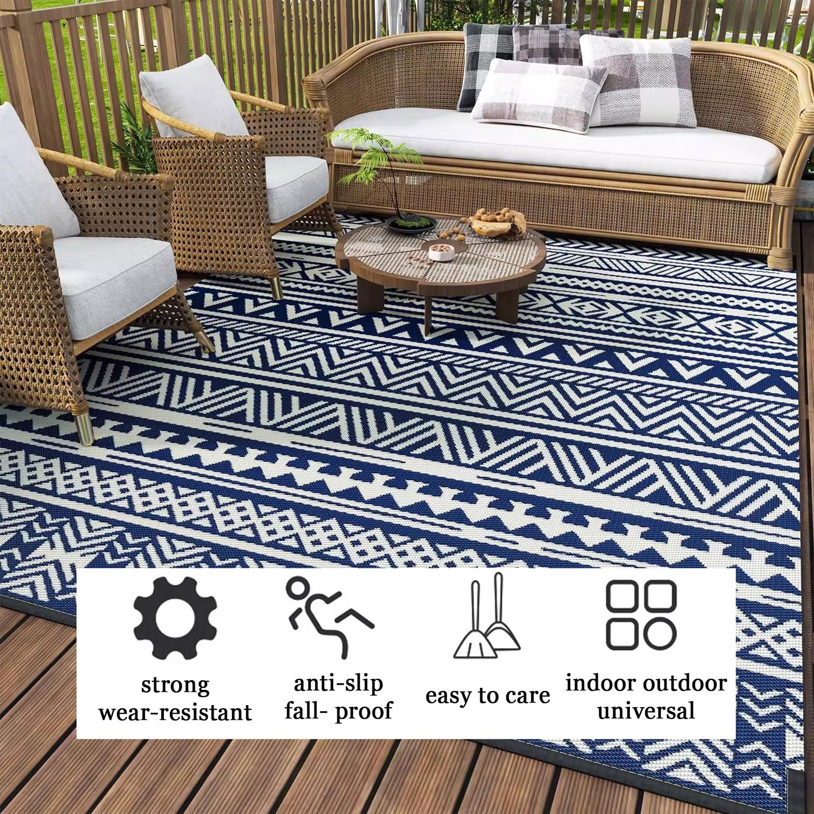 ZTGL Nowoczesny geometryczny dywan zewnętrzny, dywaniki do salonu i sypialni na patio, dywan antypoślizgowy do kuchni i jadalni, dywaniki do ogrodu,A,200x300cm