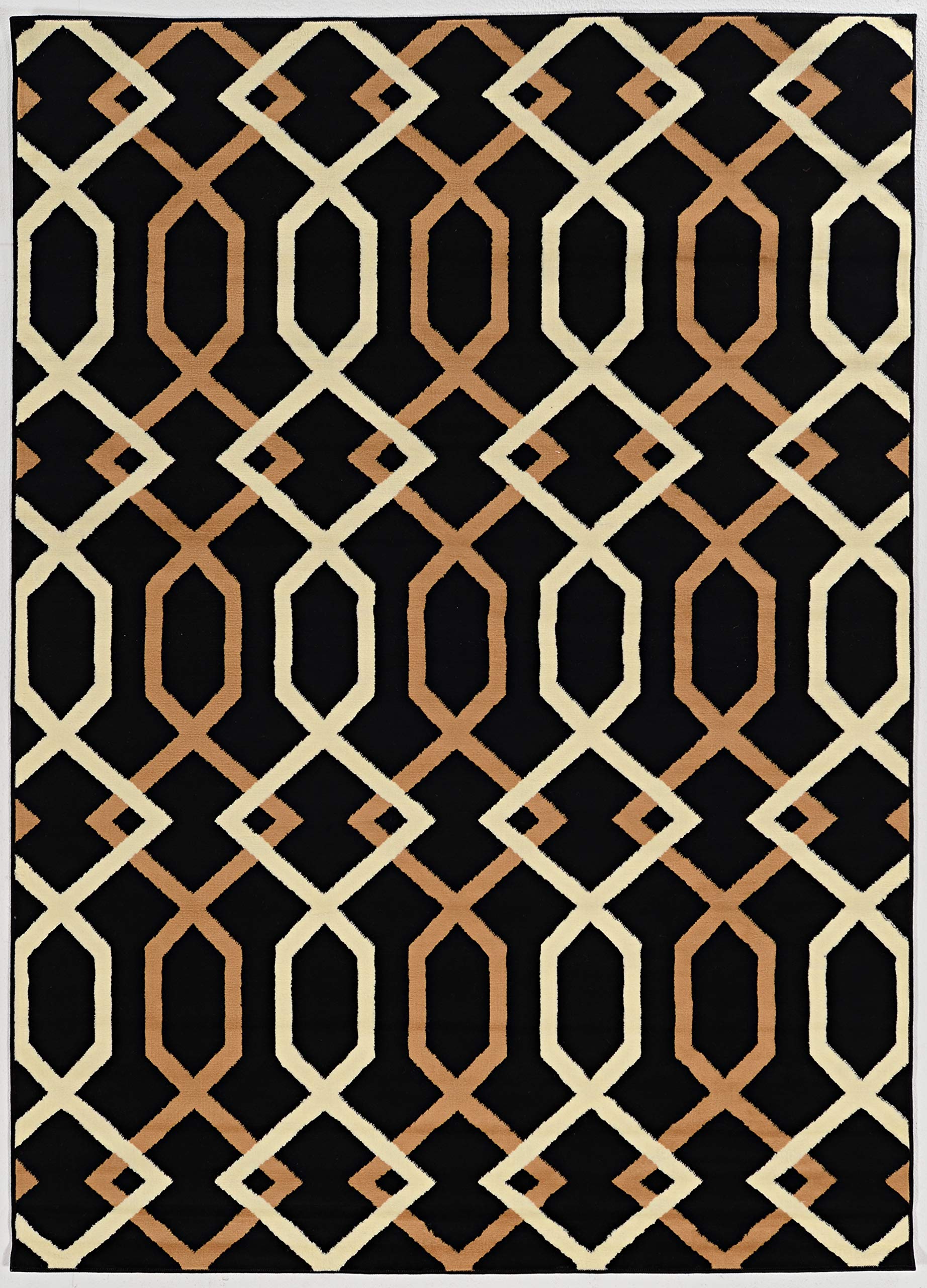 Linon Home Decor Products Leona Miramar Black Beige 65 x 93 Area Rug