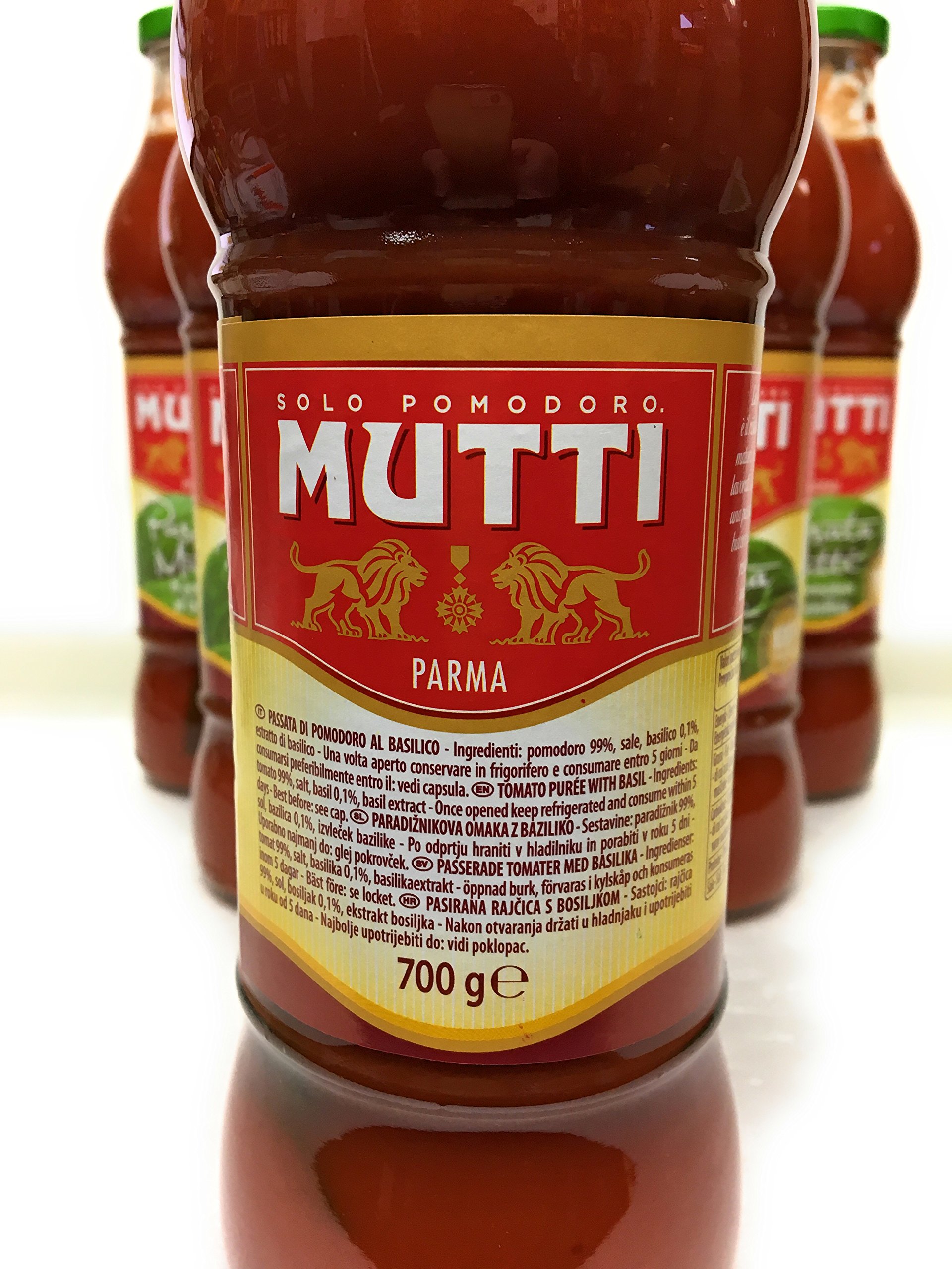 Mutti Passata - Puro de tomates con albahaca, 6 unidades (0,7 l)