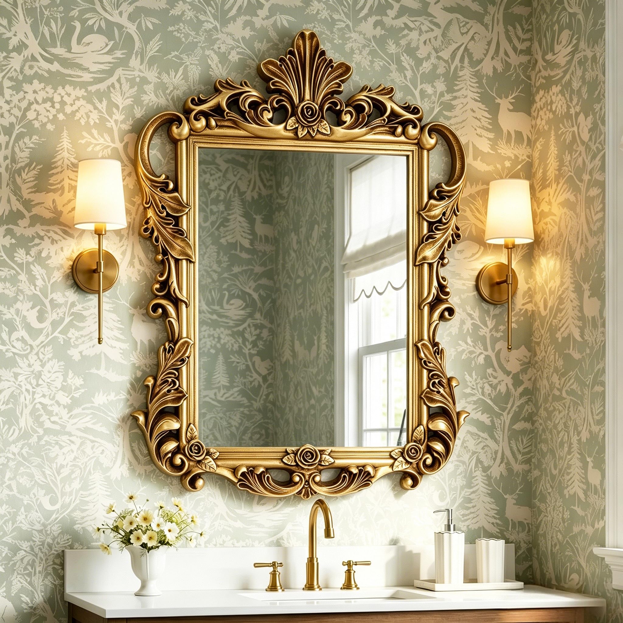 Amazon.com: Autdot Large Antique Gold Mirror, 43.7'' x 32.2