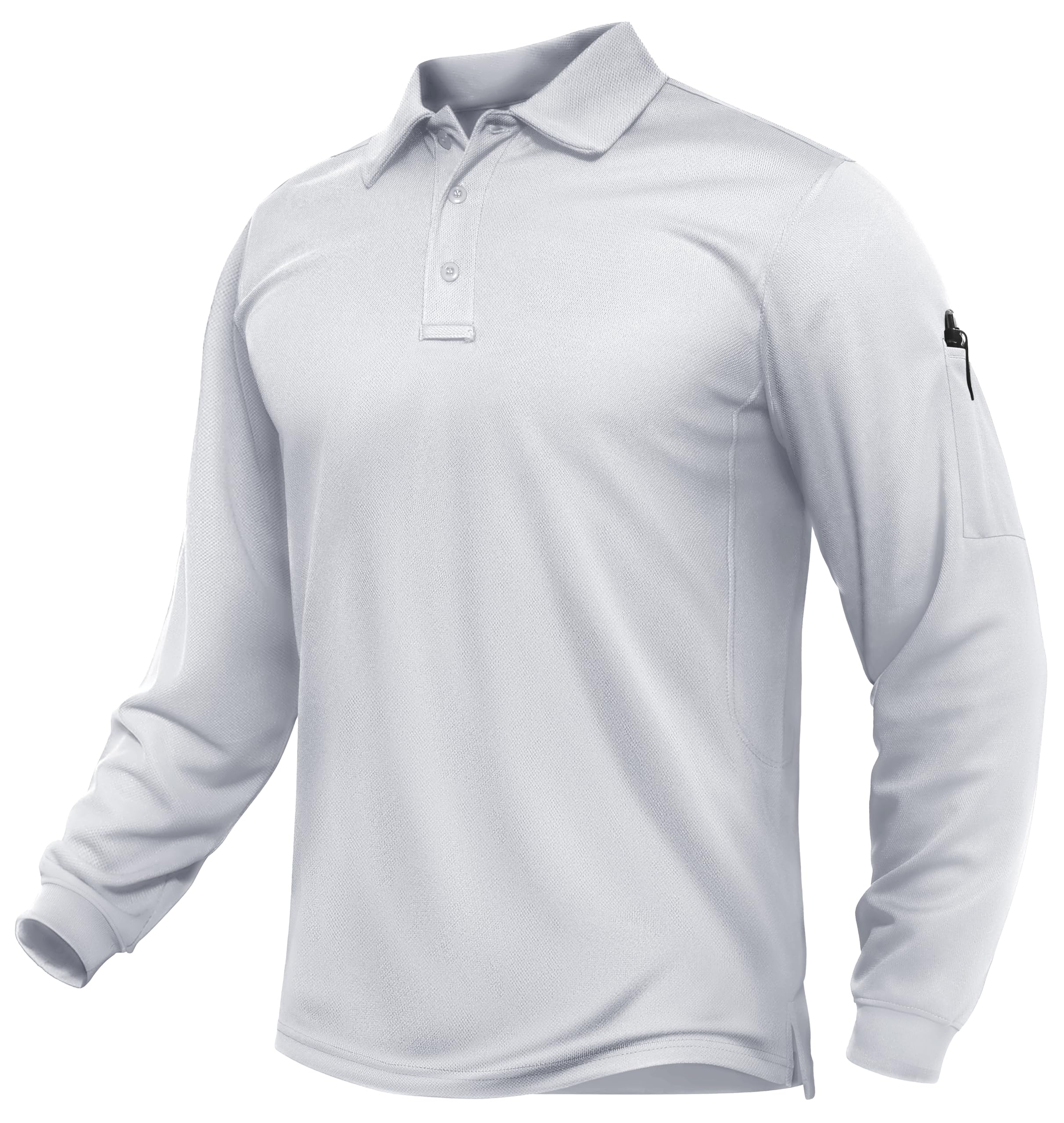 TACVASEN Men's Long Sleeve Polo Dry Fit Tactical Collared Golf Work Shirts