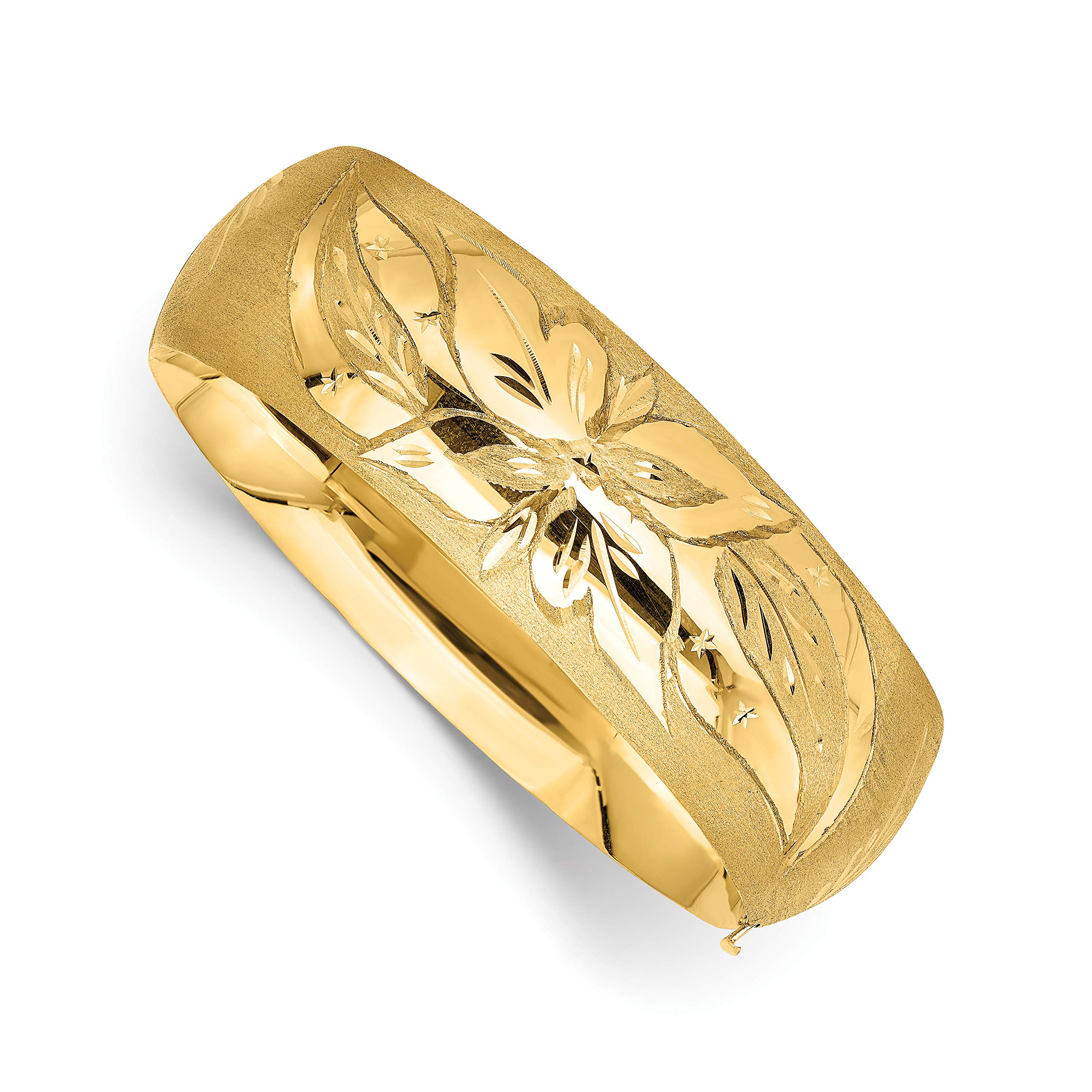 IceCarats 14K Solid Yellow Gold 20 65mm Oversize Florentine Hinged Bangle Bracelet