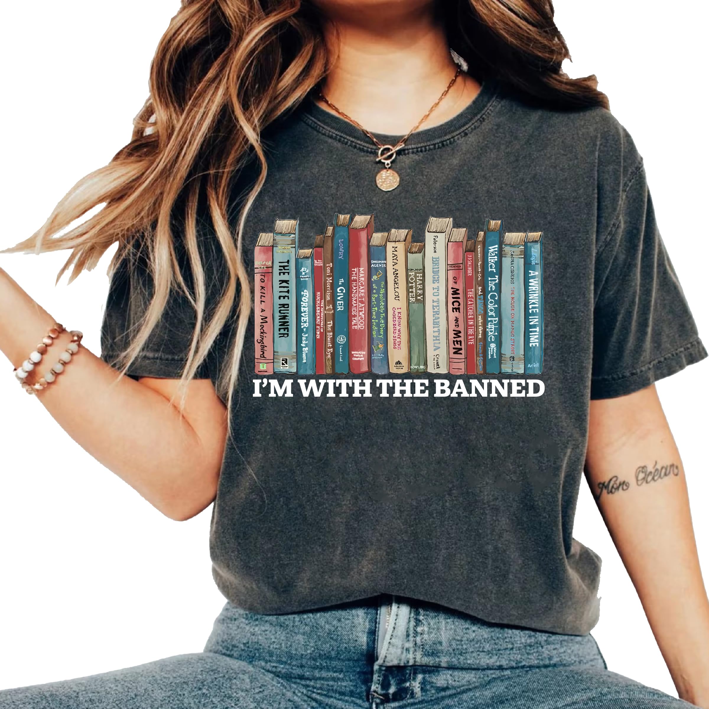 Affect Design StudioI'm With The Banned Books Shirt, Reading Shirt, Librarian Shirt, Funny Gift For Her, Shirts With Sayings, Women Best Friend Birthday Gift