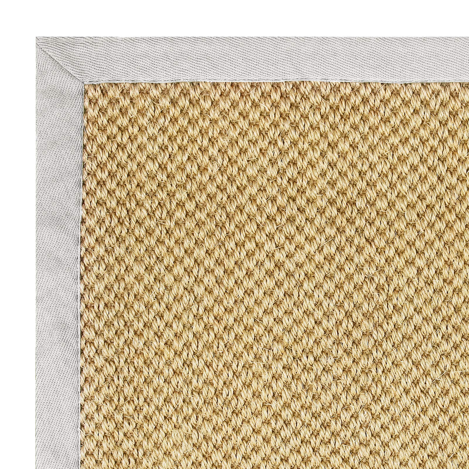 Floordirekt Tapis en sisal 100% Pur avec Frise | Tapis de Salon | Tapis Naturel | Oeil de Tigre | en 3 Couleurs et 2 Tailles, Natur/Hellgrau, 160 x 230 cm