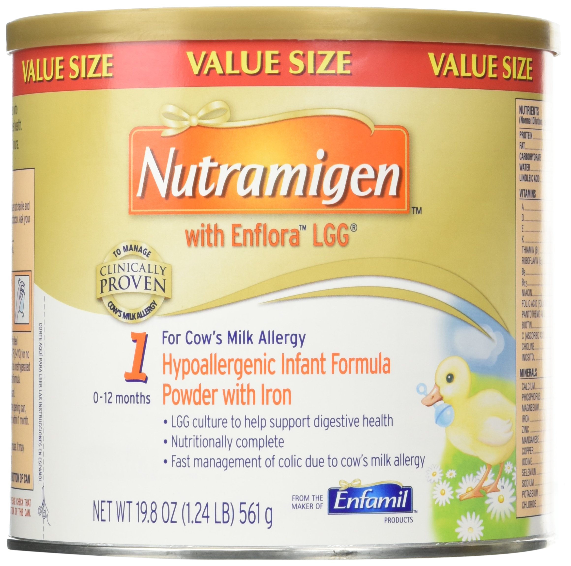 Nutramigen with Enflora LGG for Cows Milk y Powder Can, for Babies 0-12 Months, 19.8 Ounce (Pack of 2)