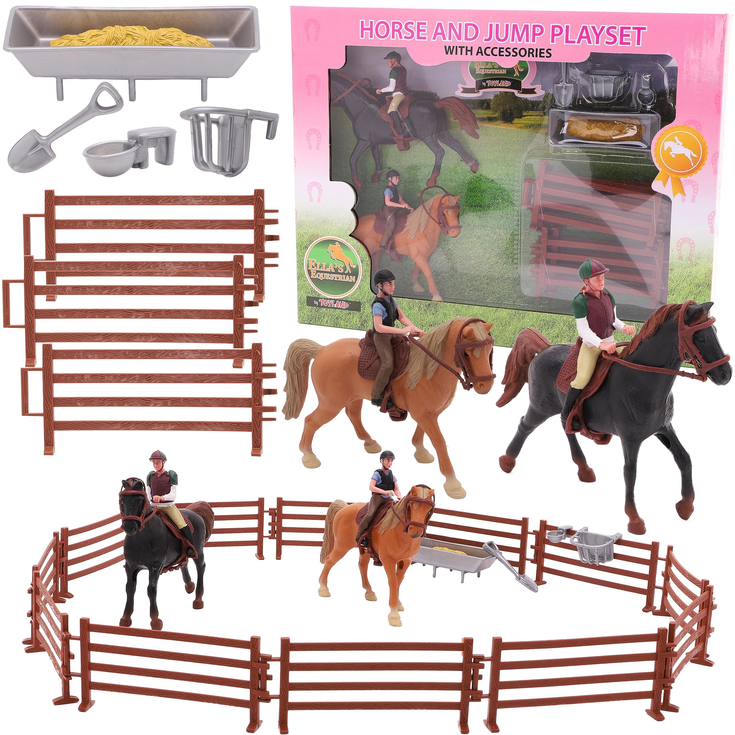 ToylandHorse & Jump Fence Playset With Accessories - Equestrian Toys