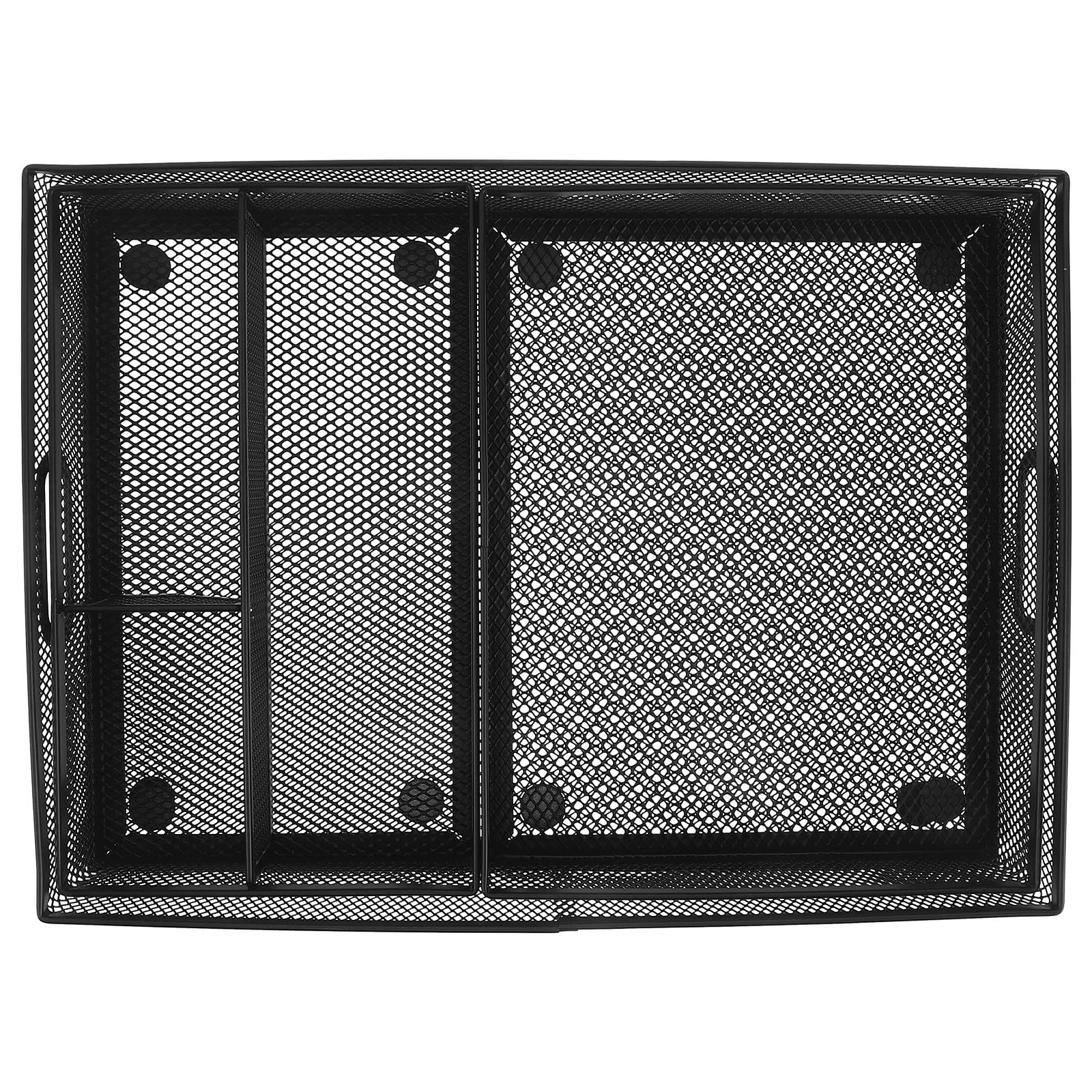 NUOBESTY 3 Piezas Organizador de Cajones para Oficina de Metal Negro Compartimentos Divididos, Diseño Moderno y Versátil para Almacenamiento en Hogar y Cocina