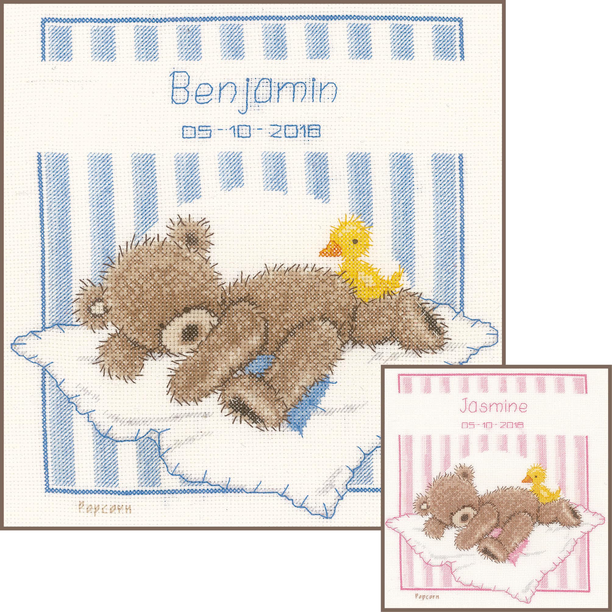 Vervaco Counted cross stitch kit Popcorn bear&Soufflé duck, DIY