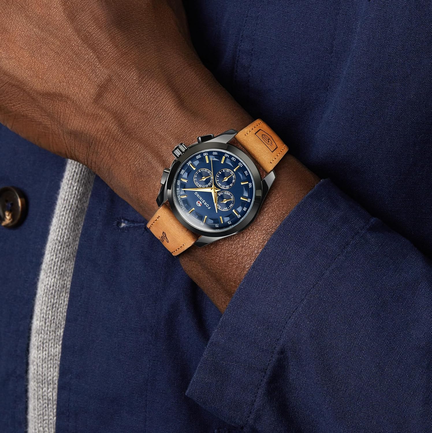 FORSINING Automatic Watch Stainless Steel Luminous Men Business Mechanical Wristwatch