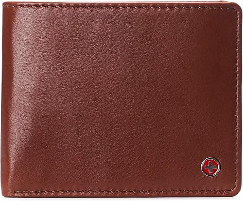 Alpine Swiss Connor - Cartera plegable ejecutiva Pasajero de negocios para hombres Cuero premium Ventanas de identificación doble Bloqueo RFID