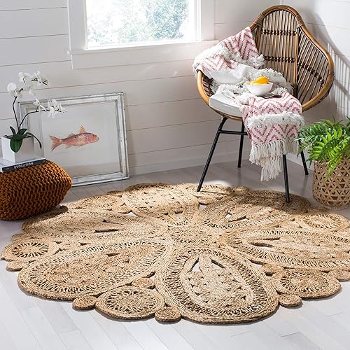 Miniatura 10 de SAFAVIEH Natural Fiber Collection - Alfombra redonda de 3 pies, marfil, hecha a mano, estilo bohemio con encanto de yute, ideal para zonas de alto