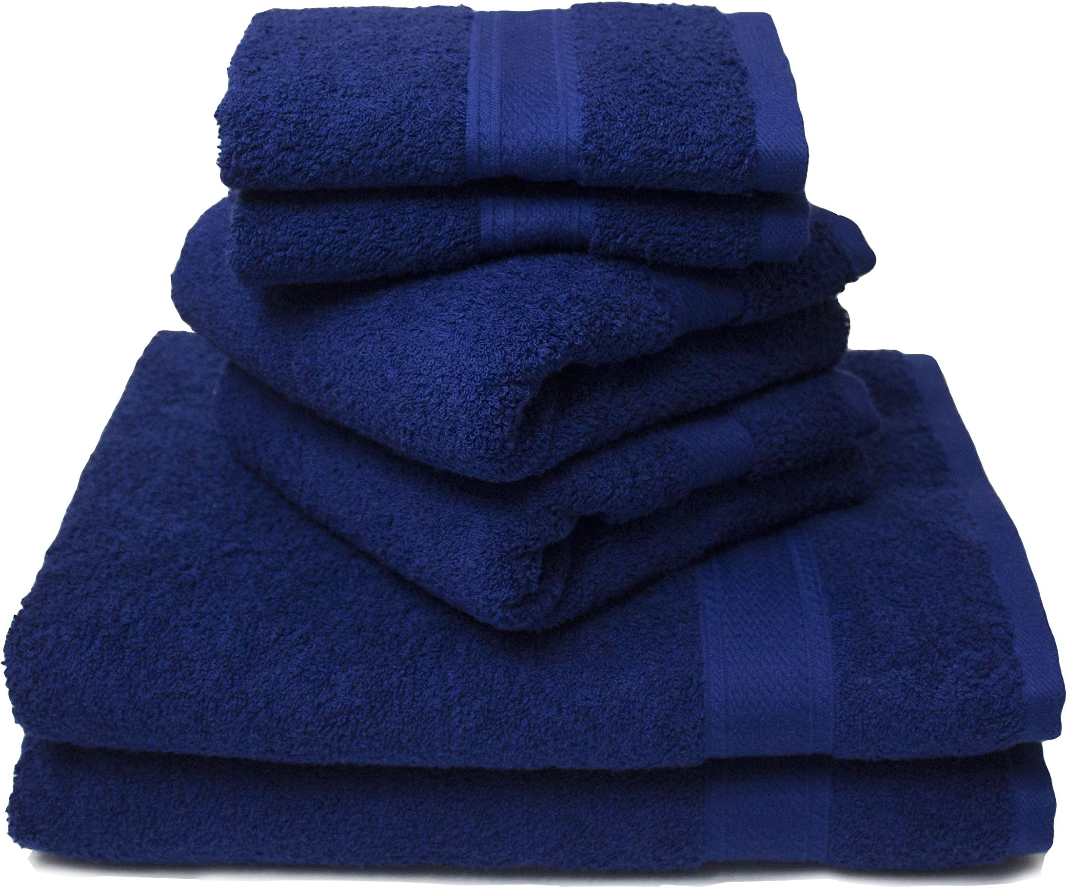 Mandalay Brands Luxury Hotel & Spa Set of 6-Piece Towels, 750GSM,100% Long Staple Combed Cotton. Premium Set of 2 Bath Towels, 2 Hand Towels, 2 washcloths (Blue)