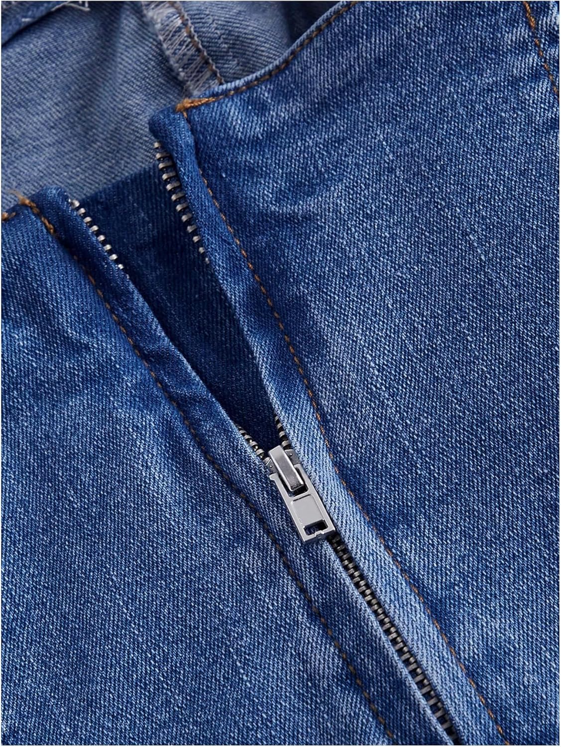 WDIRARA Women's Sleeveless Mini Denim Dress Slit Asymmetrical Hem Bodycon Tank Dresses