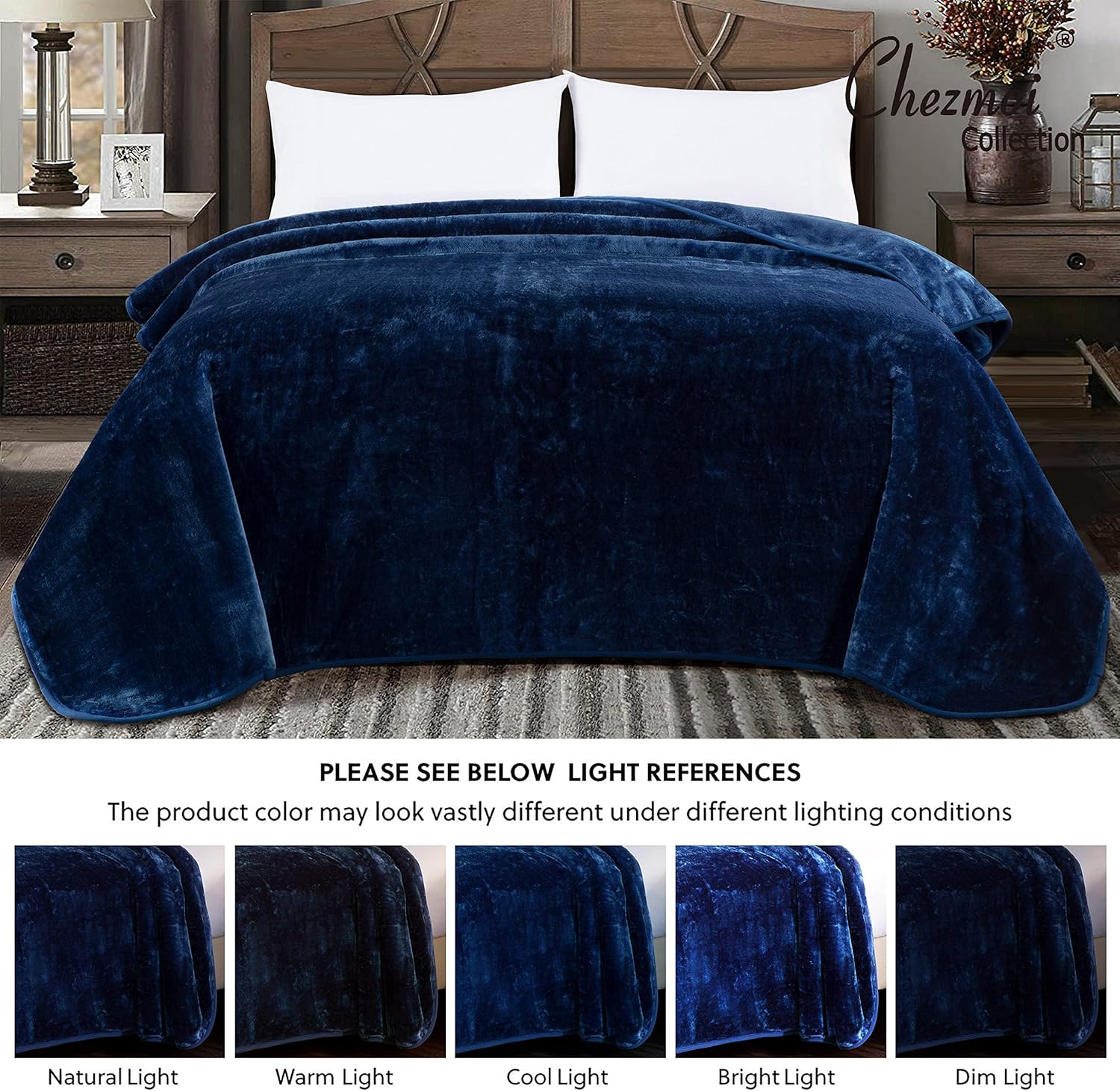 Chezmoi Collection Heavy Single Ply 9 Lbs Korean Style Faux Mink Blanket, 750GSM Thick Silky Soft Plush Raschel Mink Blanket, 85" x 95" King, Solid Navy - Image 5