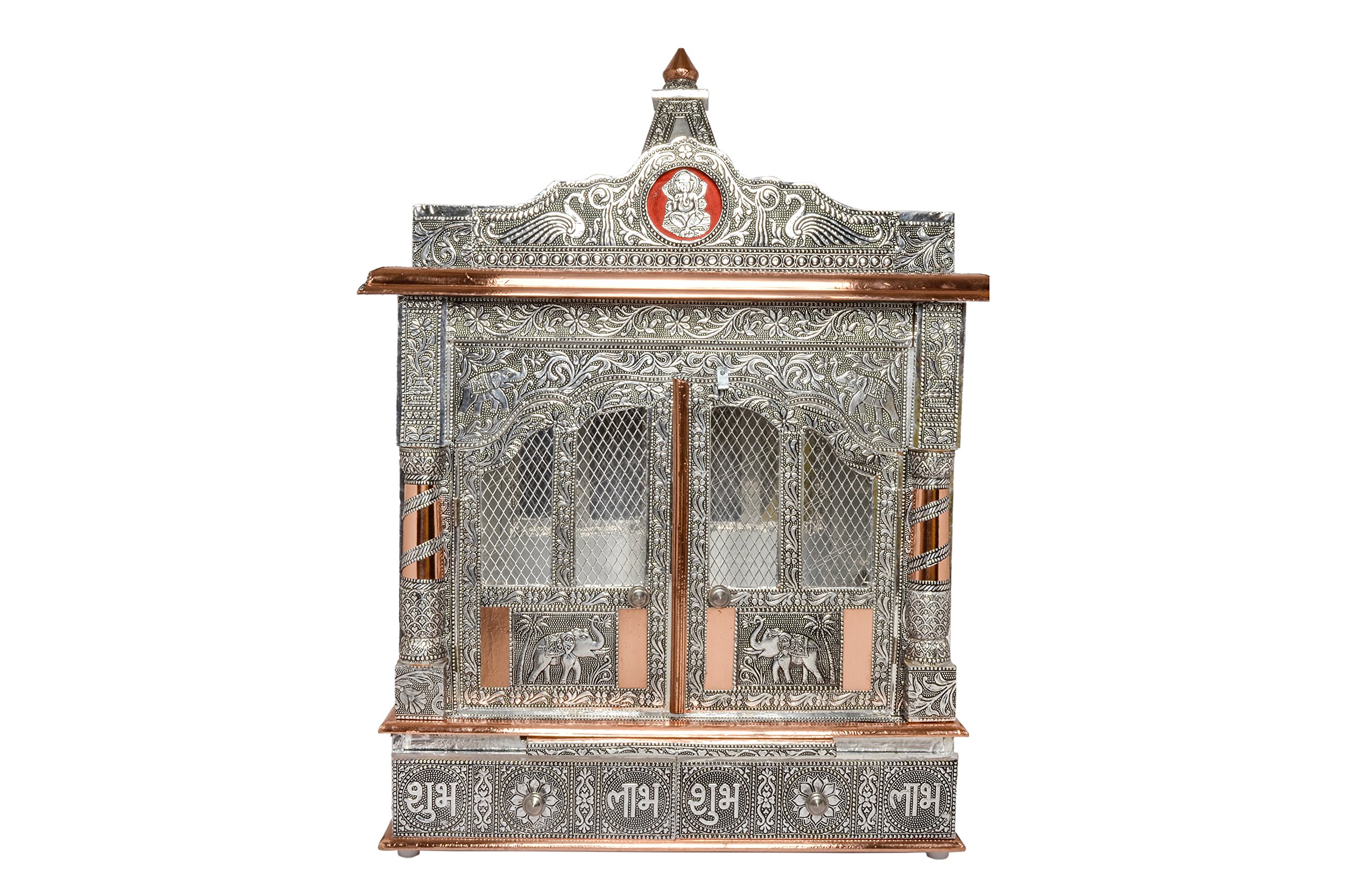 Home Hindu Mini Puja Mandir/Temple/Alter/ Mandap with Doors - 22" Inches - Large