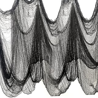 Pobuu Halloween Chiffon Effrayant Suspendu,Spooky Chiffons de Décorations d'halloween pour Fêtes d'halloween, Maisons Hantées ,Portes d'Entrée à l'Extérieur ,200CMx500CM,Noir