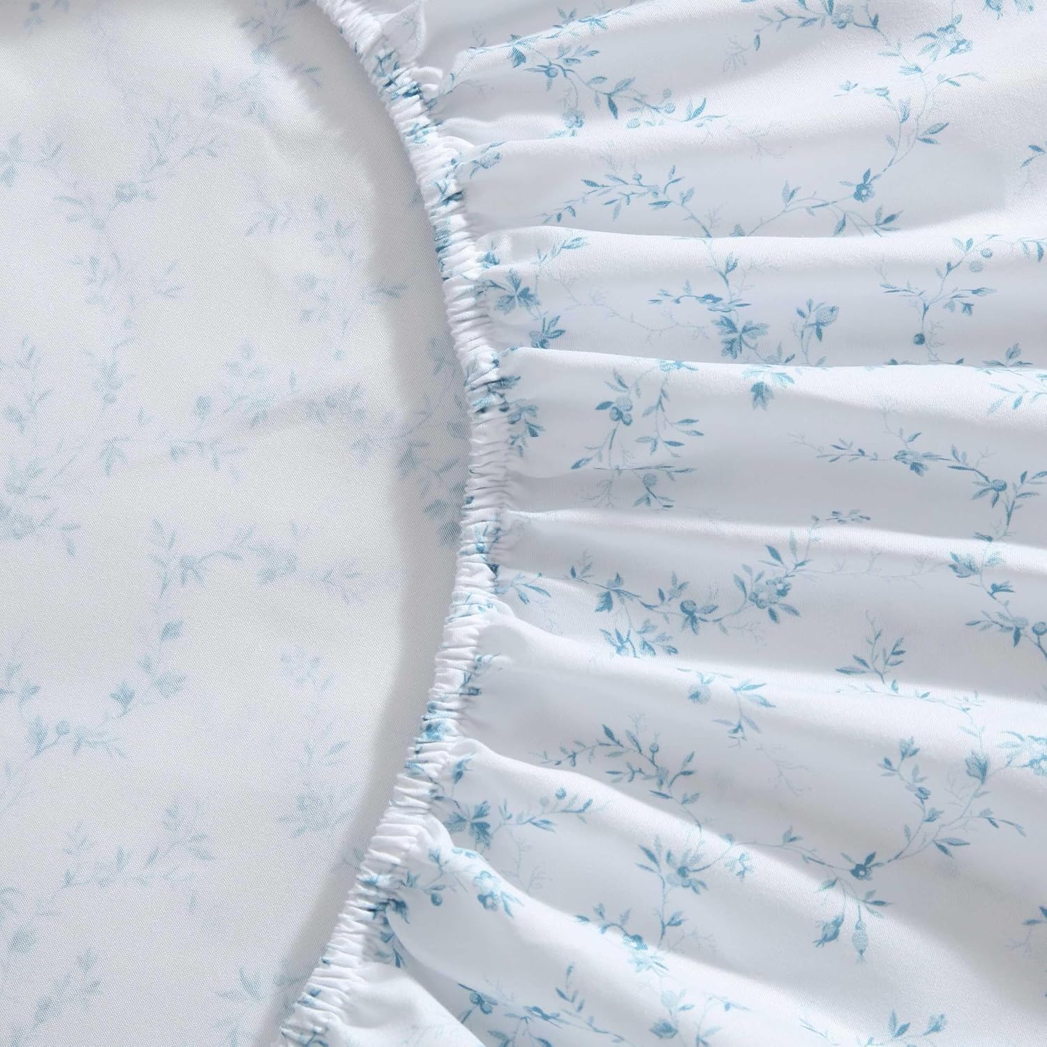 Laura Ashley - King Comforter Set, Soft & Reversible Floral Bedding with Bonus Bed Sheets & Pillowcases, 7 Piece Bed Set for Year Round Comfort (Delphine Saras/Sprig Blue)