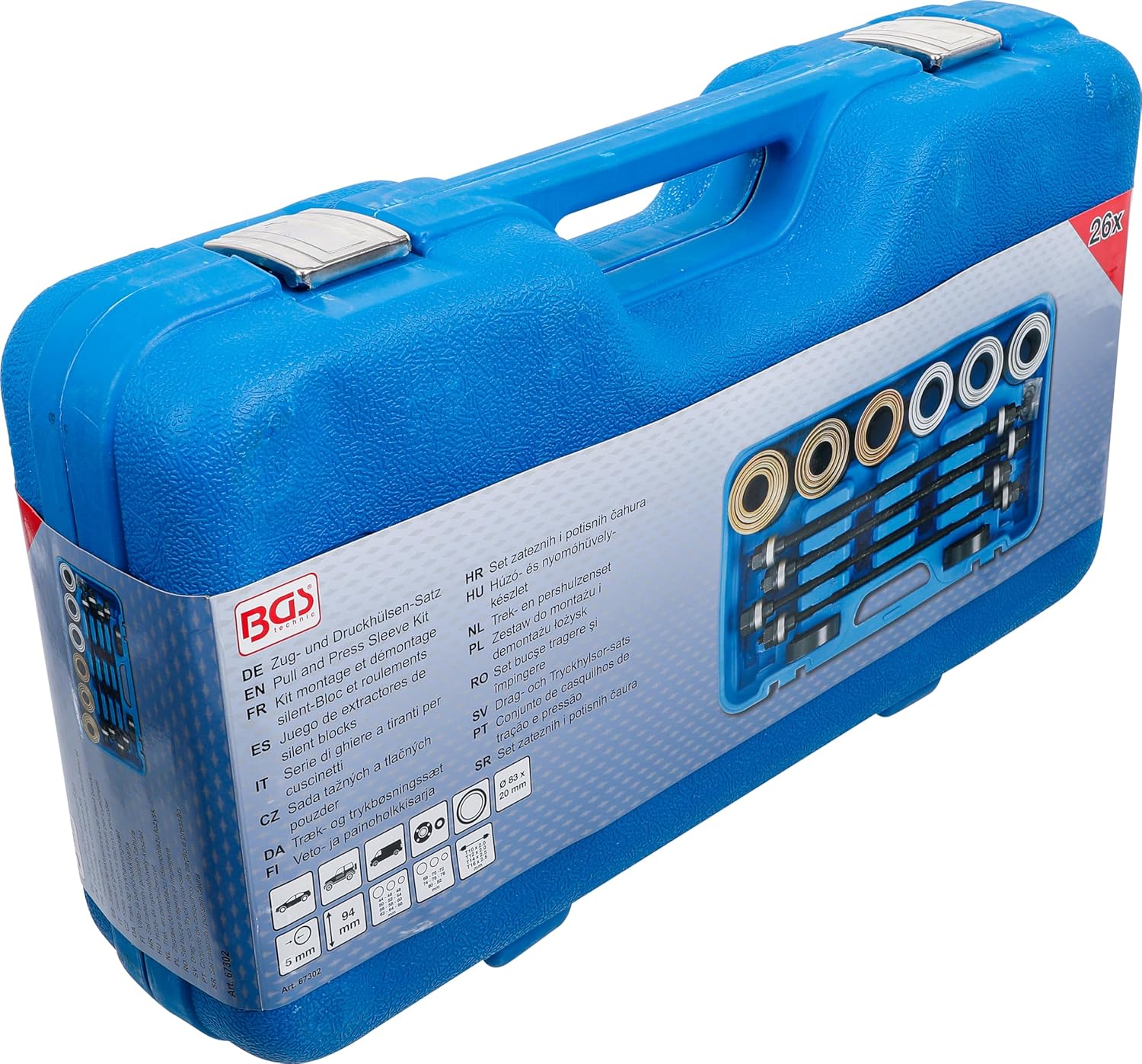 BGS 67302 | Pull and Press Sleeve Kit | with 4 Spindles | 26 pcs.