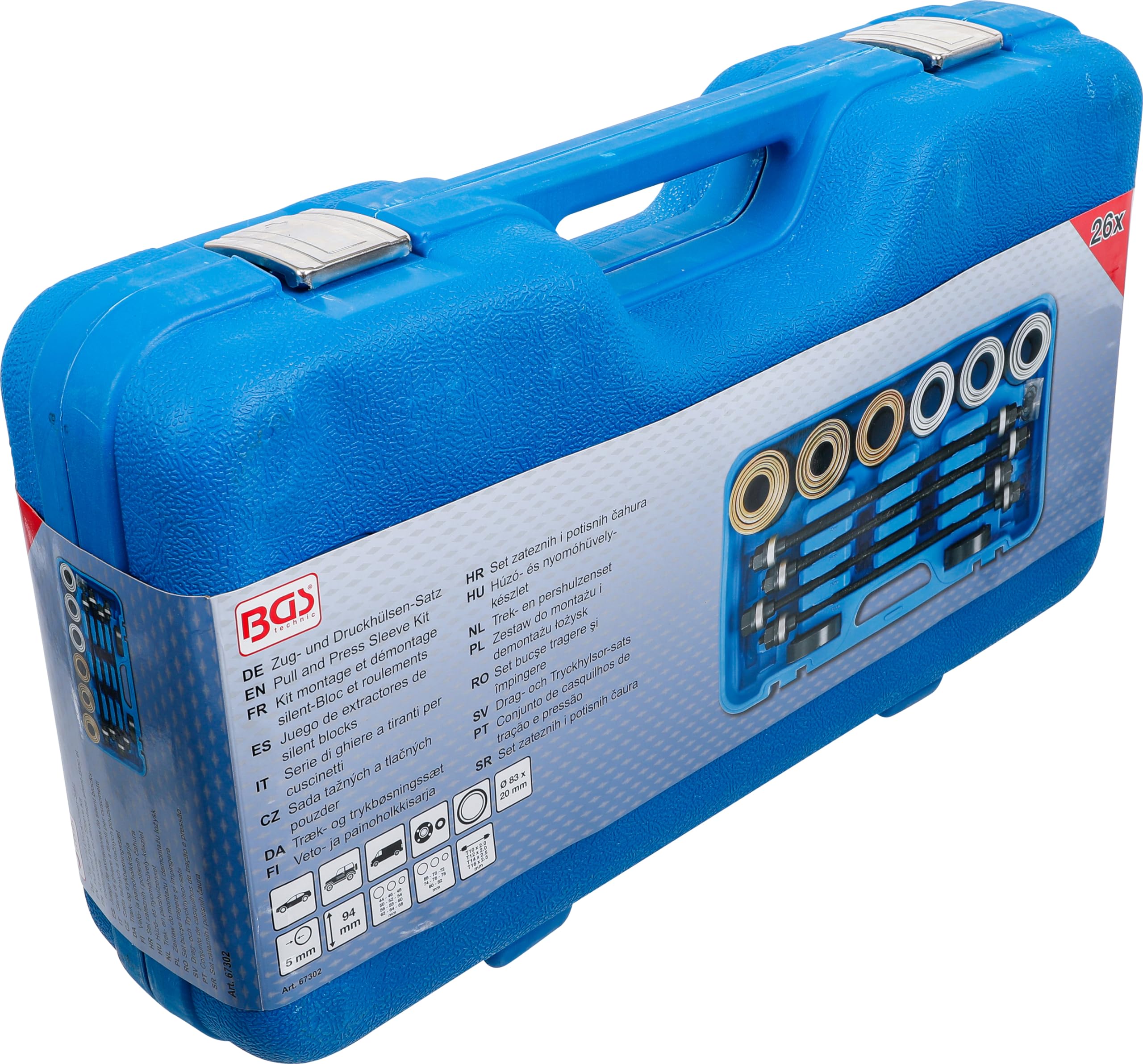 BGS 67302 | Juego de extractores de silent blocks | con 4 husillos | 26 piezas