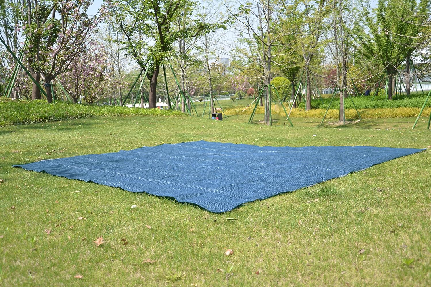 RV Camper Awning Mat Reversible Plastic Straw | Outdoor Rugs All Weather | Floor Mating | RV Mat 10'x10'Blue