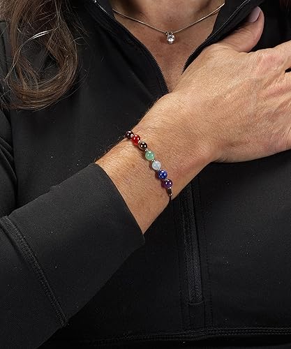 Miniatura 2 de Cherry Tree Collection - Pulsera de chakra con gemas naturales, cordón de nailon de tamaño ajustable, cuentas de 6 mm, espaciadores plateados, de 13