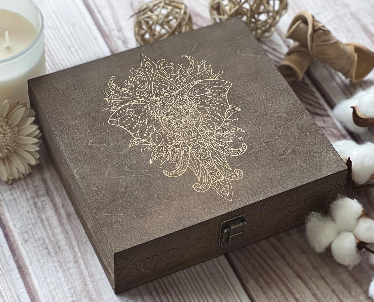 Elephant Wooden Box, Elephant Engraving, Memory Box, Keepsake Box, Elephant Gifts, Box With Print, Gift Box, Anniversary Gift, Unique Gift Ideas, Wooden Gift