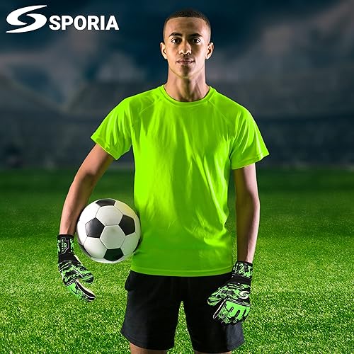 Miniatura 7 de Sporia Guantes de portero para adultos y jóvenes, guantes de portero de fútbol transpirables con protector de 5 dedos y fuerte soporte de muñeca