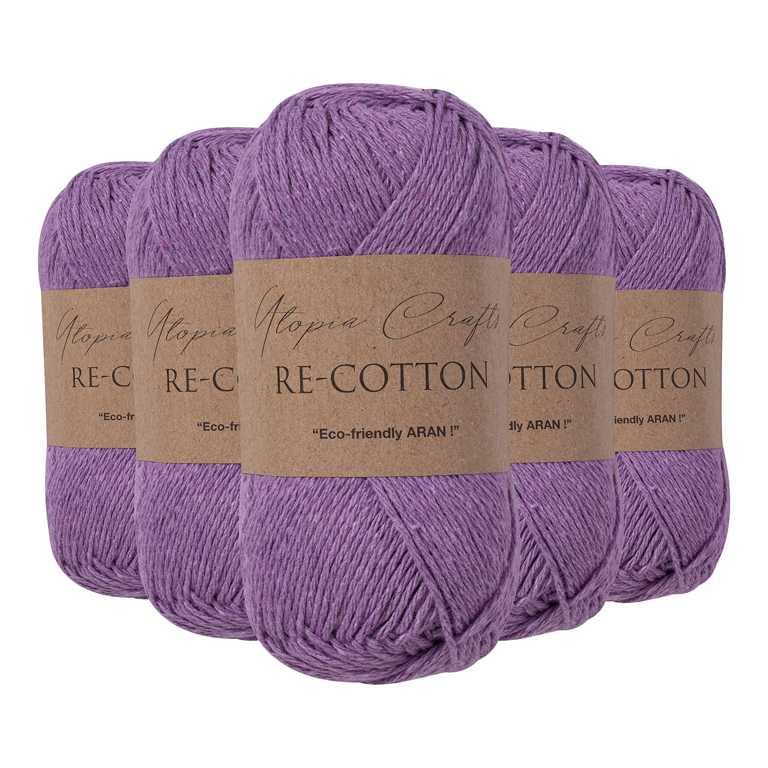 Re-Cotton Knitting Yarn, 5X 100g (Muted Purple)