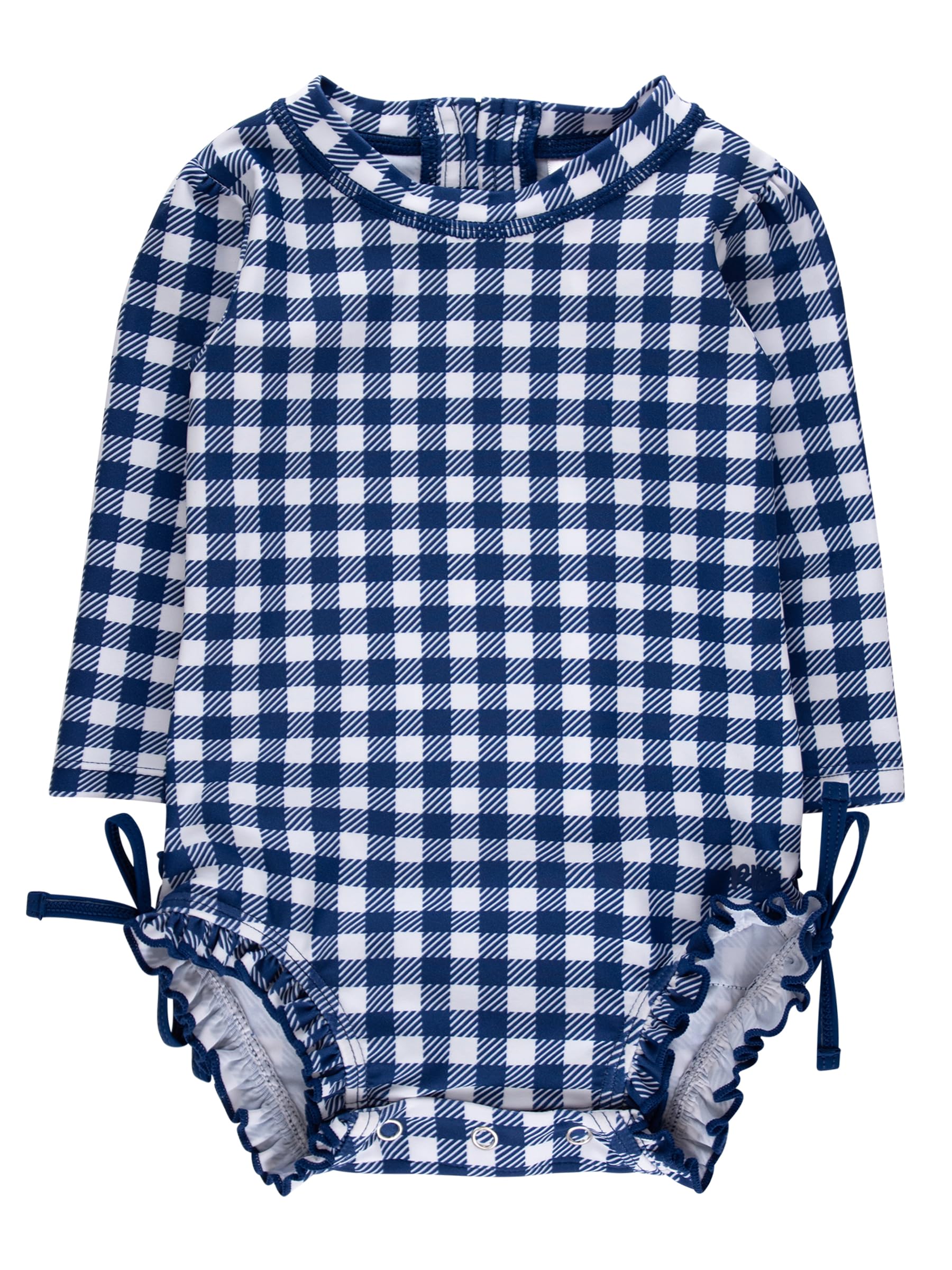 RuffleButts Baby Girls Gingham Polka One Piece - Rash Guard Swimsuit UPF50+