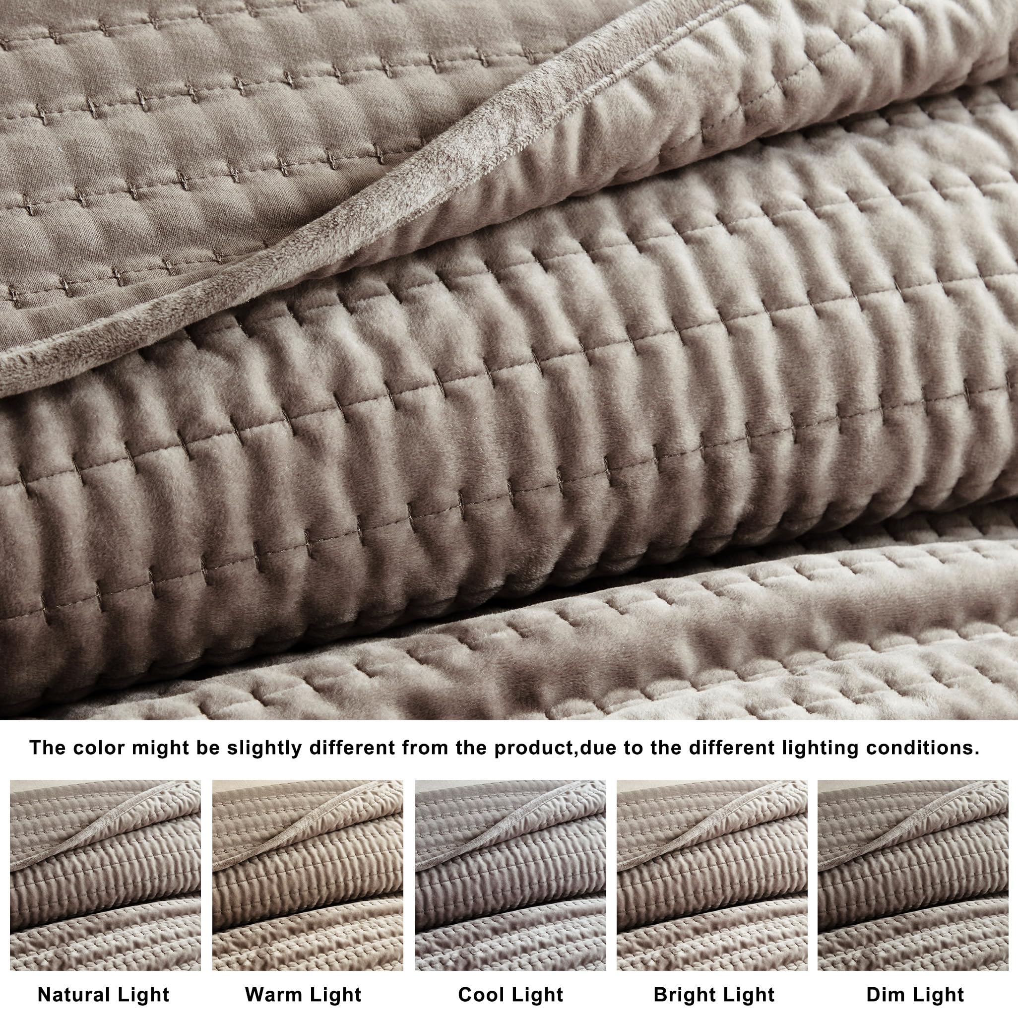 Amazon.com: WDCOZY Velvet King Size Quilt Set - Brown Taupe Tan