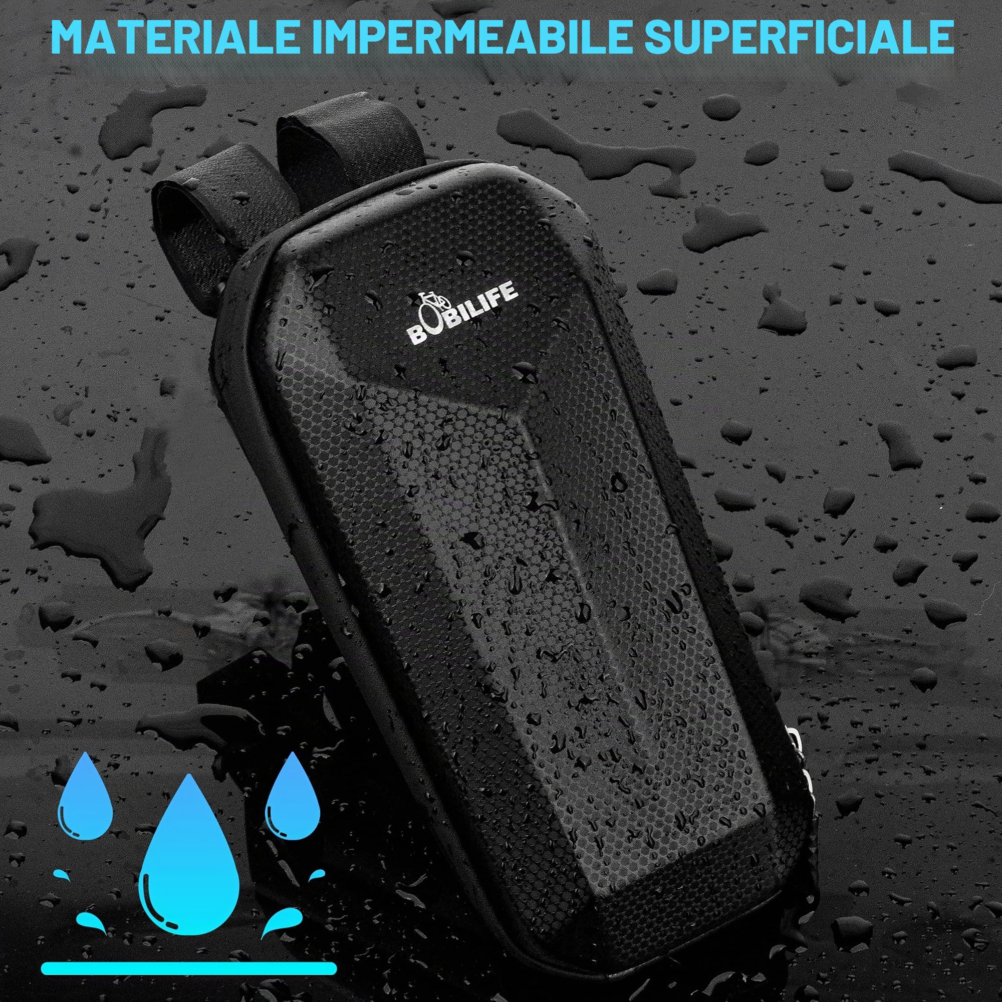 Borsa impermeabile per manubrio della bicicletta, in EVA, borsa portaoggetti per monopattino, borsa da manubrio rigida in EVA