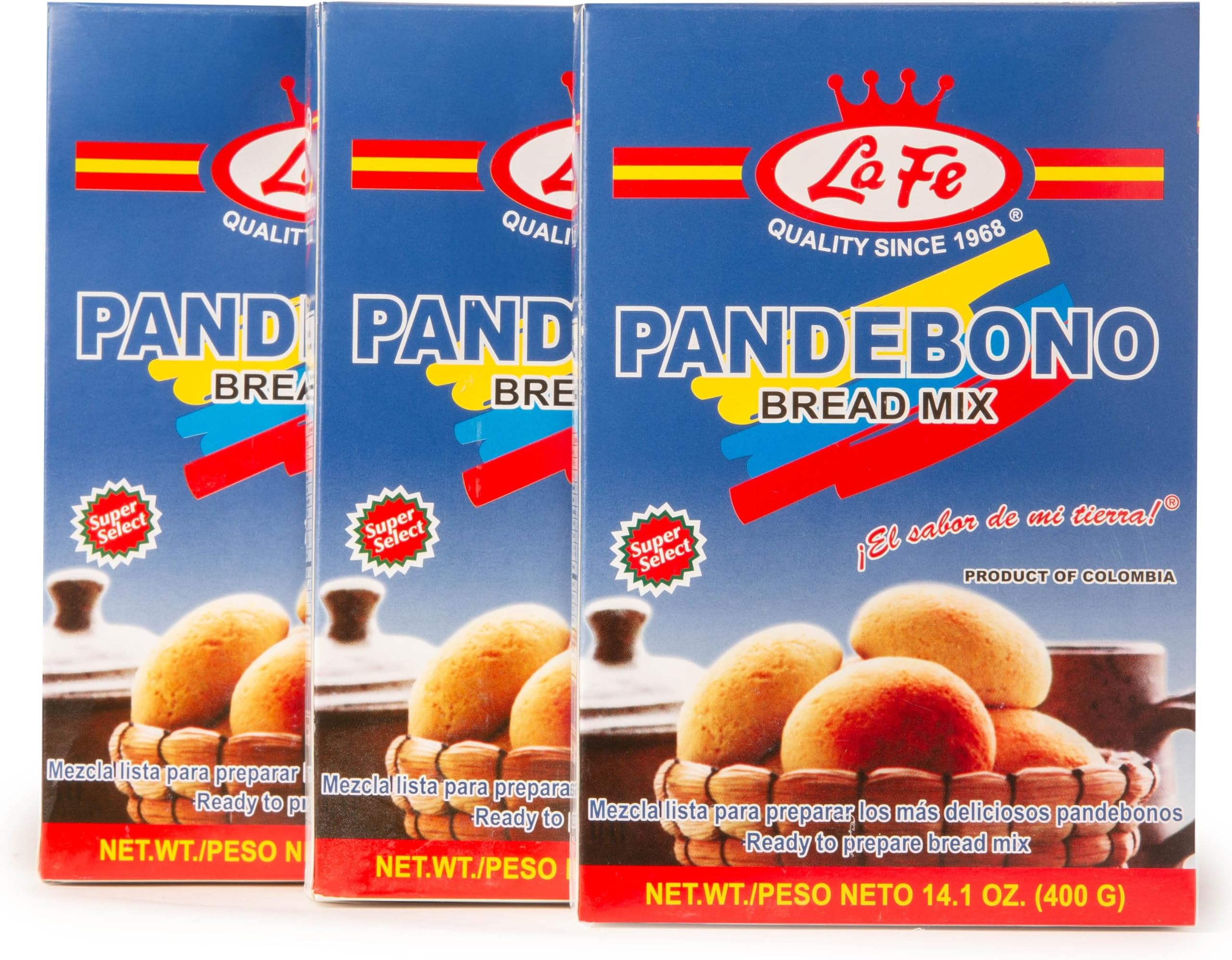Pan de Bono Bread Mix 14oz - 3 Pack - Colombian Cheese Bread Mix from Cassava Flour & Corn Meal - Corn & Harina de Yuca Mix - Buñuelos Colombianos