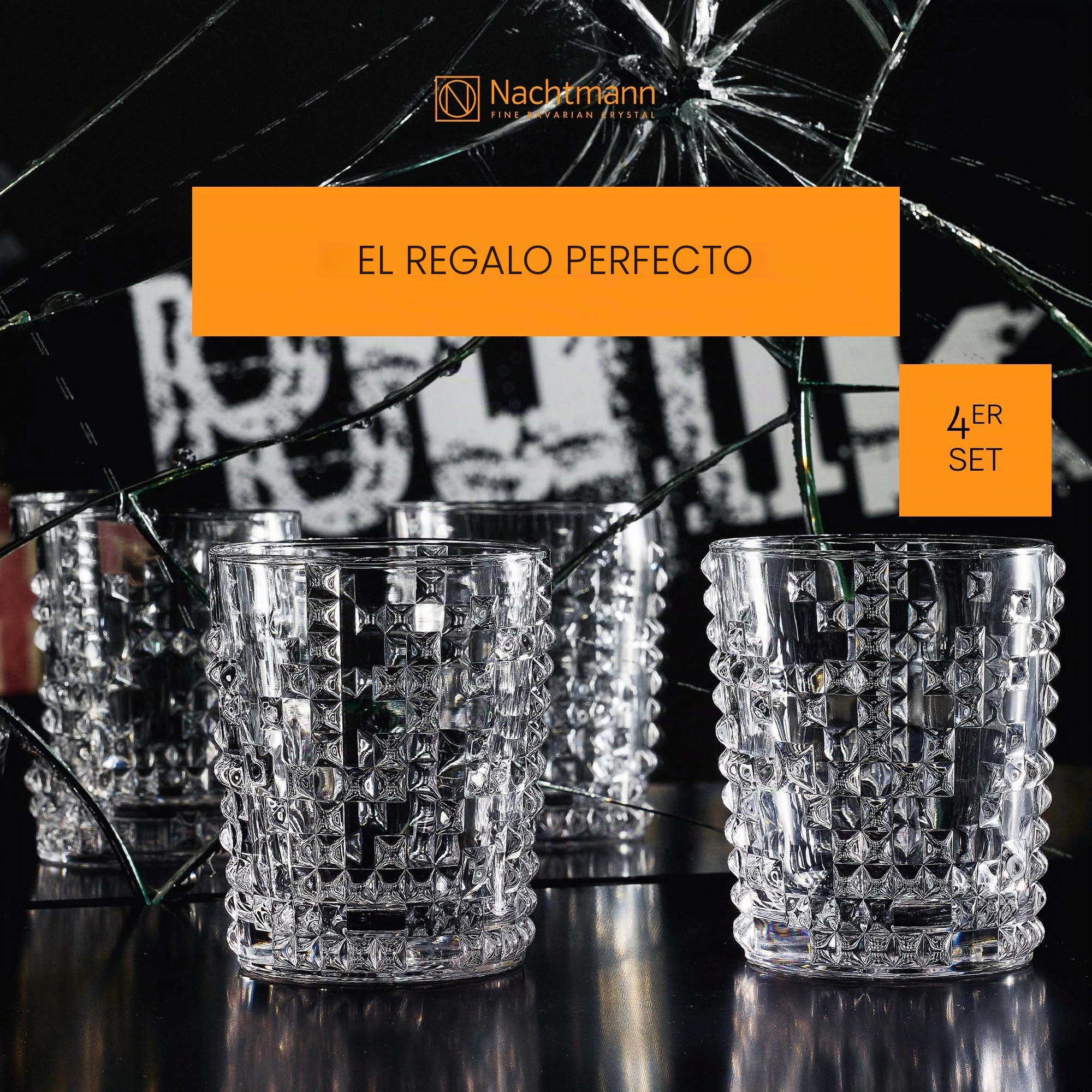 Spiegelau & Nachtmann Vaso de Cristal, Punk, Vidrio, Claro, 10.1 x 8.4 x 8.4 cm