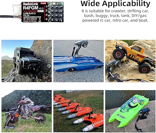 Miniatura 2 de Radiolink Receptores RC 2.4Ghz R4FGM V2.3 2pcs 4 canales Gyro integrado, receptor de tamaño mini para coche a escala 1:28, funciona para control