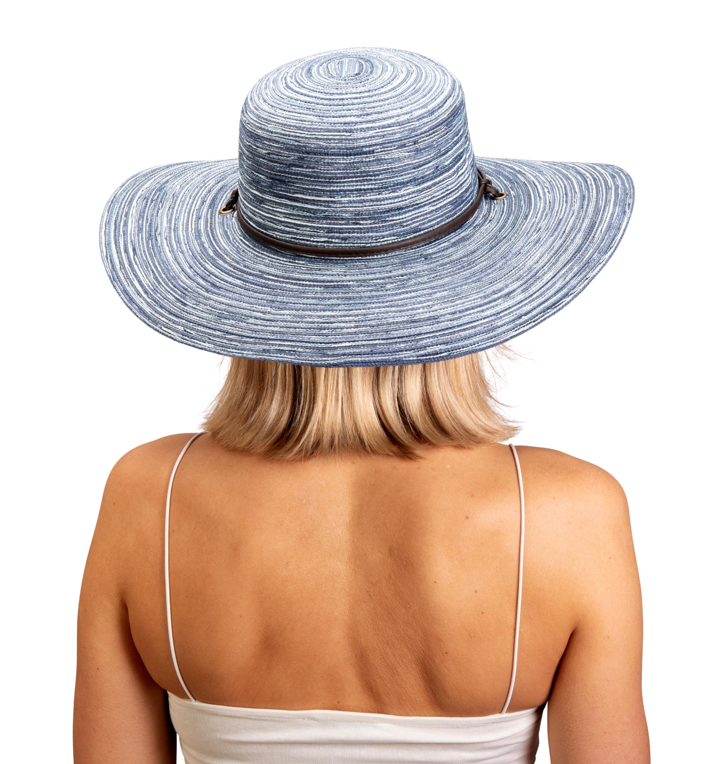 Sloggers Women's Wide Brim Braided Sun Hat with Wind Lanyard - UPF