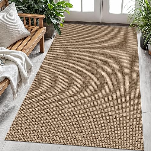 Miniatura 1 de KOZYFLY Alfombras bohemias lavables de 4 x 6 pies para dormitorio, con parte trasera de goma natural, alfombras trenzadas de algodón para el suelo,