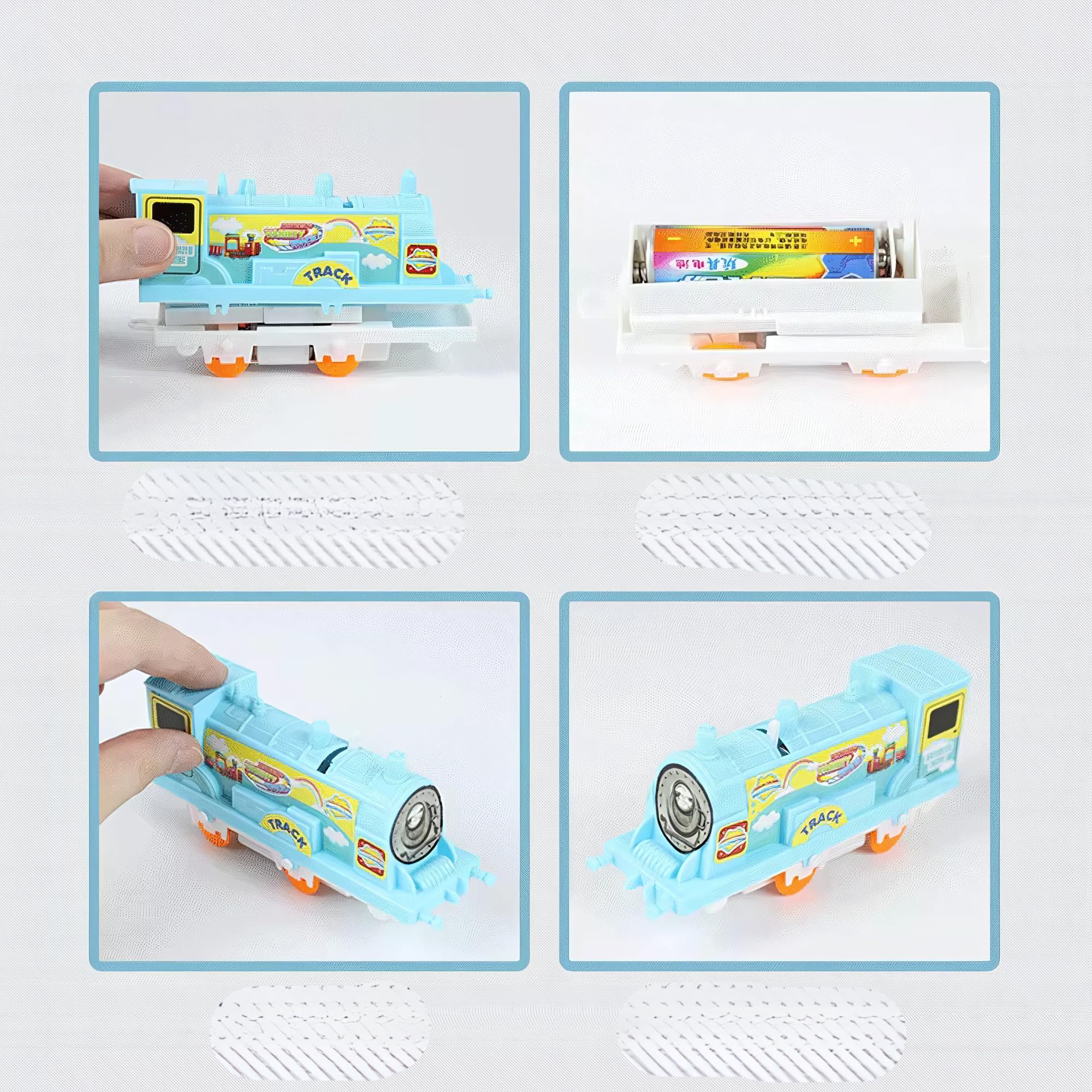 Crackles Battery Operated Toy Train Track Set - Railway Play Set with Realistic, Easy Assembly Tracks, and Engine and 2 Carriages - Gift for Kids Ages 3 and Up, Multi Color 4